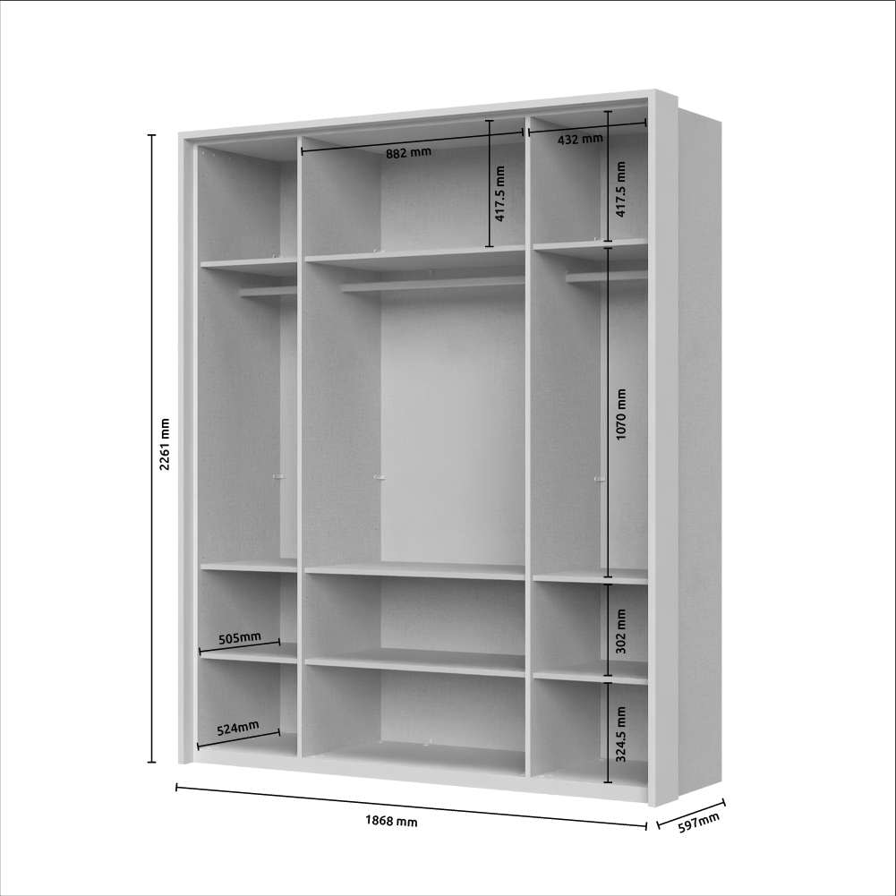 Places of Style Drehtürenschrank »Opera Parsol-Glastüren, LED-Innenbeleuchtung, mit und ohne Kranz«, Glastüren, UV-Lack, LED-Innenbeleuchtung, Soft-Close-Funktion