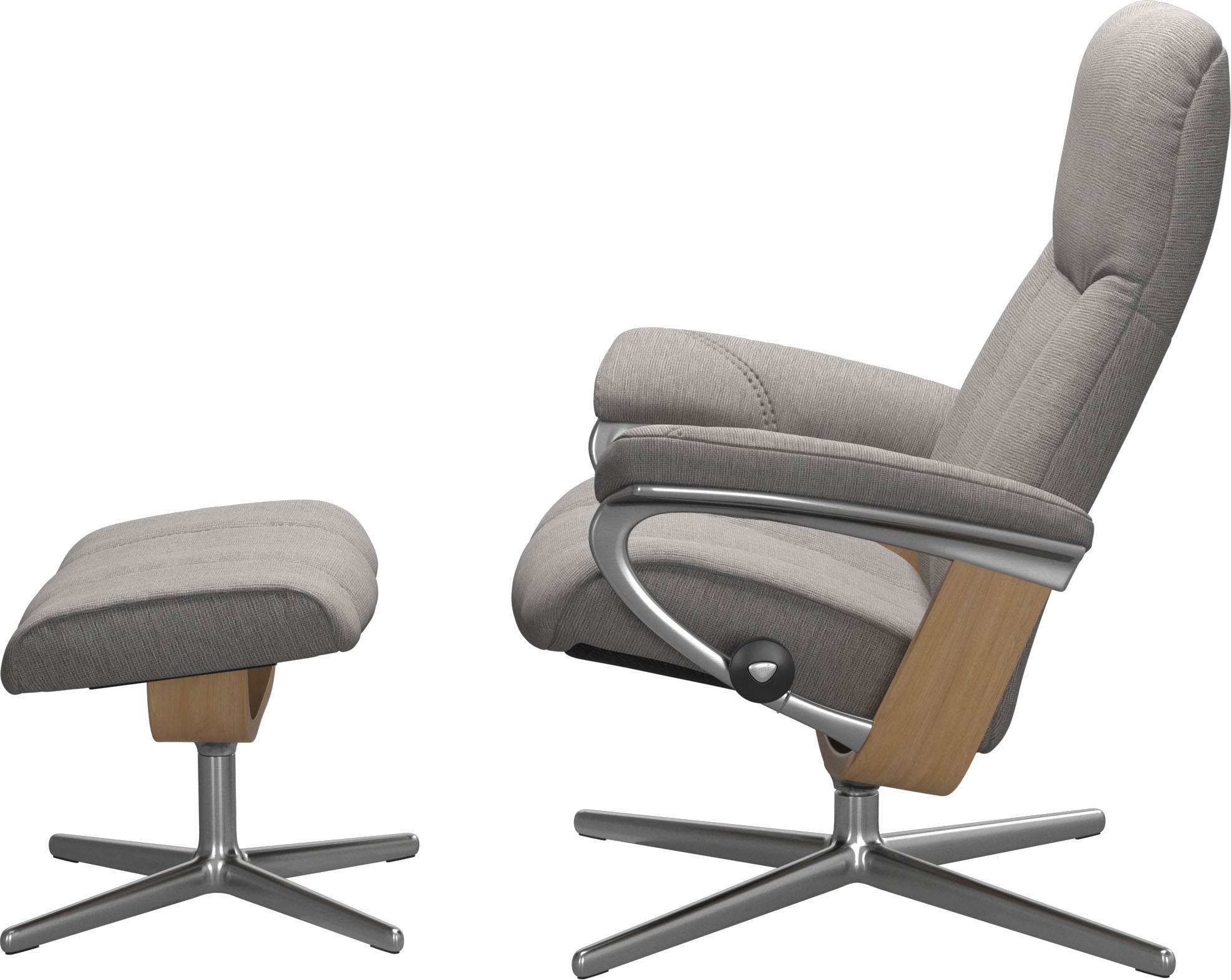 Stressless® Relaxsessel »Consul«, (Set, Relaxsessel mit Hocker), mit Hocker, mit Cross Base, Größe S, M & L, Holzakzent Eiche