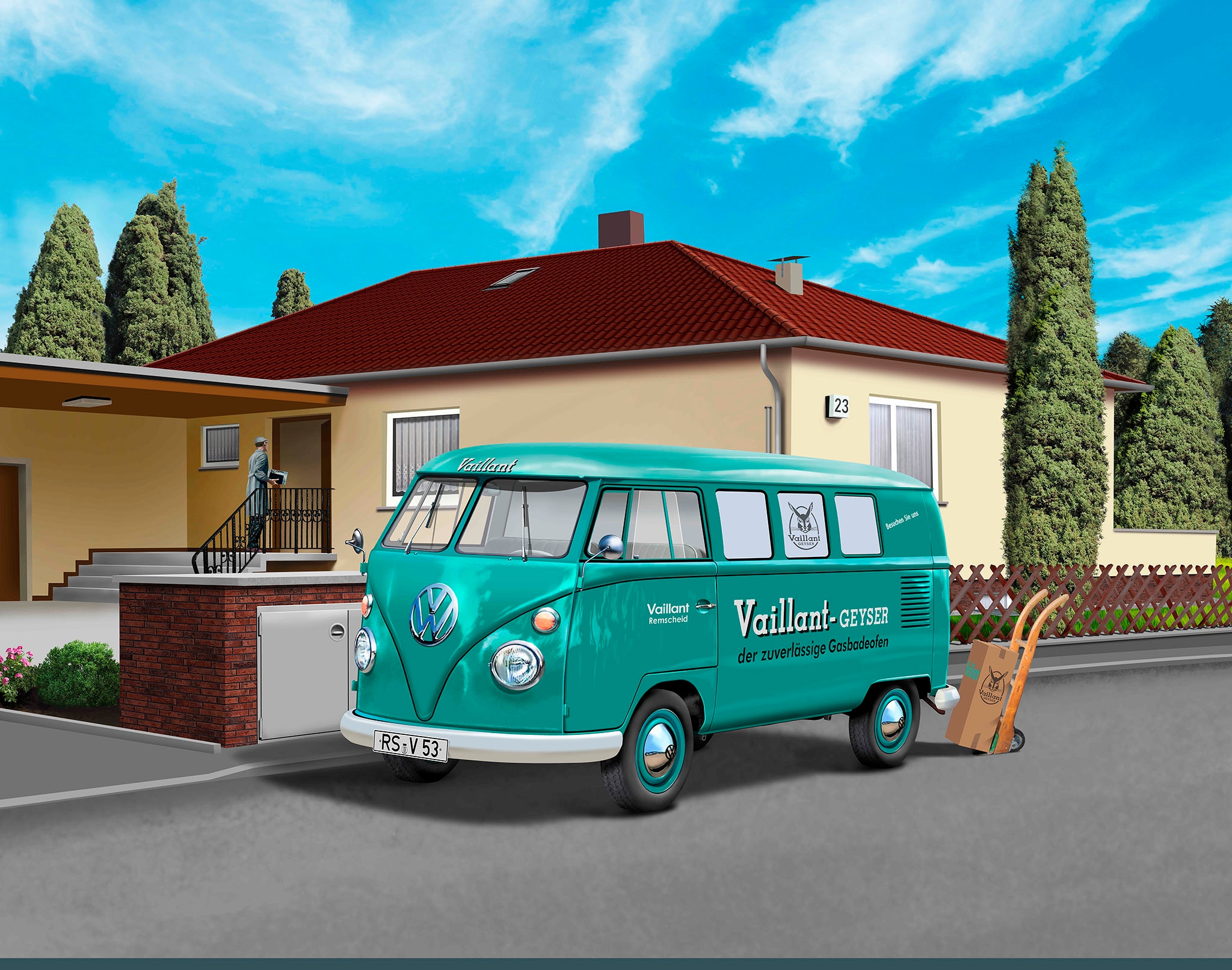 Revell® Modellbausatz »Geschenkset VW T1 Bus 150 Jahre Vaillant«, Made in Europe