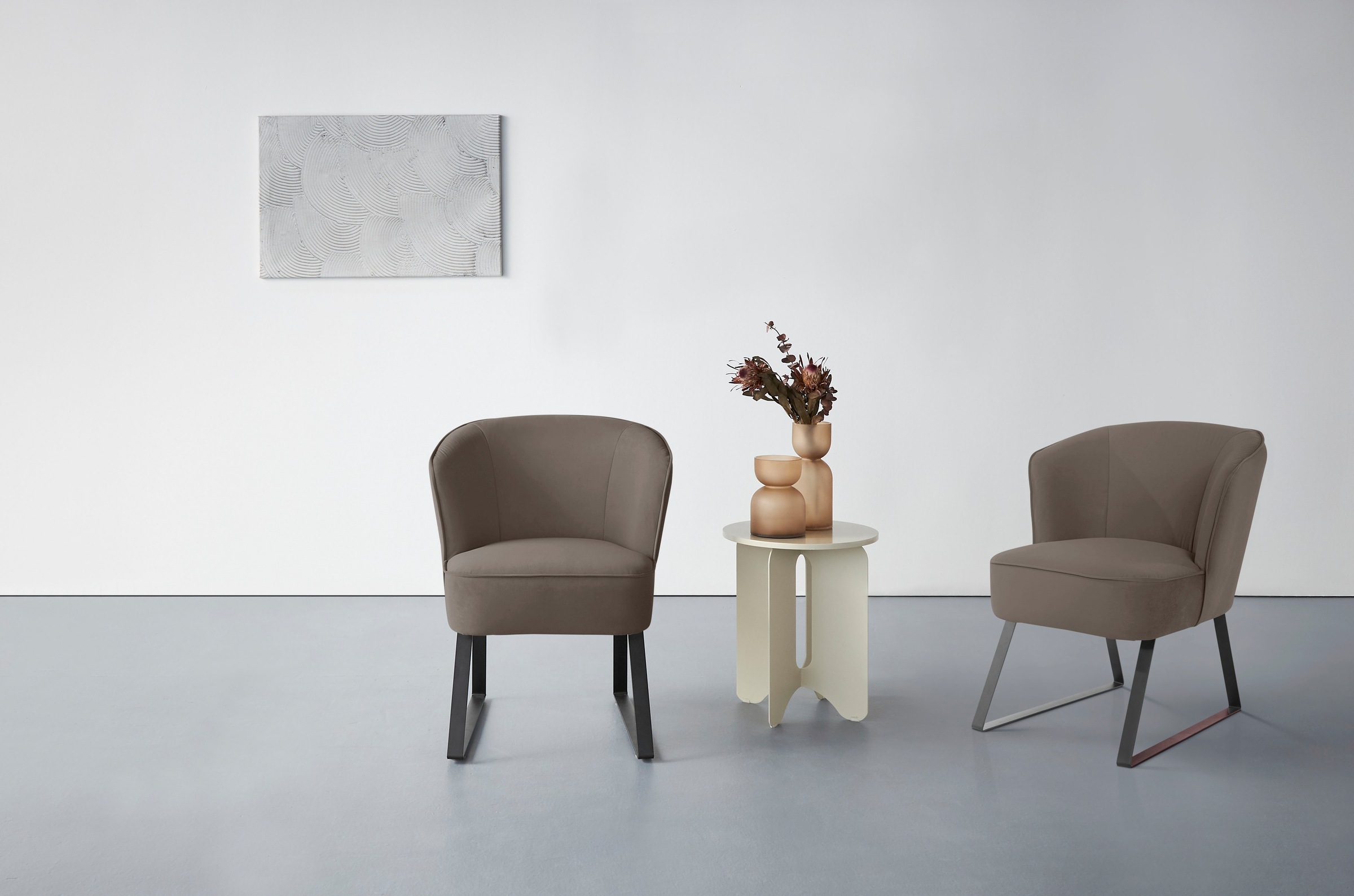 exxpo - sofa fashion Sessel »Americano, Loungesessel«, mit Keder und Metallfüßen, Bezug in verschiedenen Qualitäten, 1 Stck.