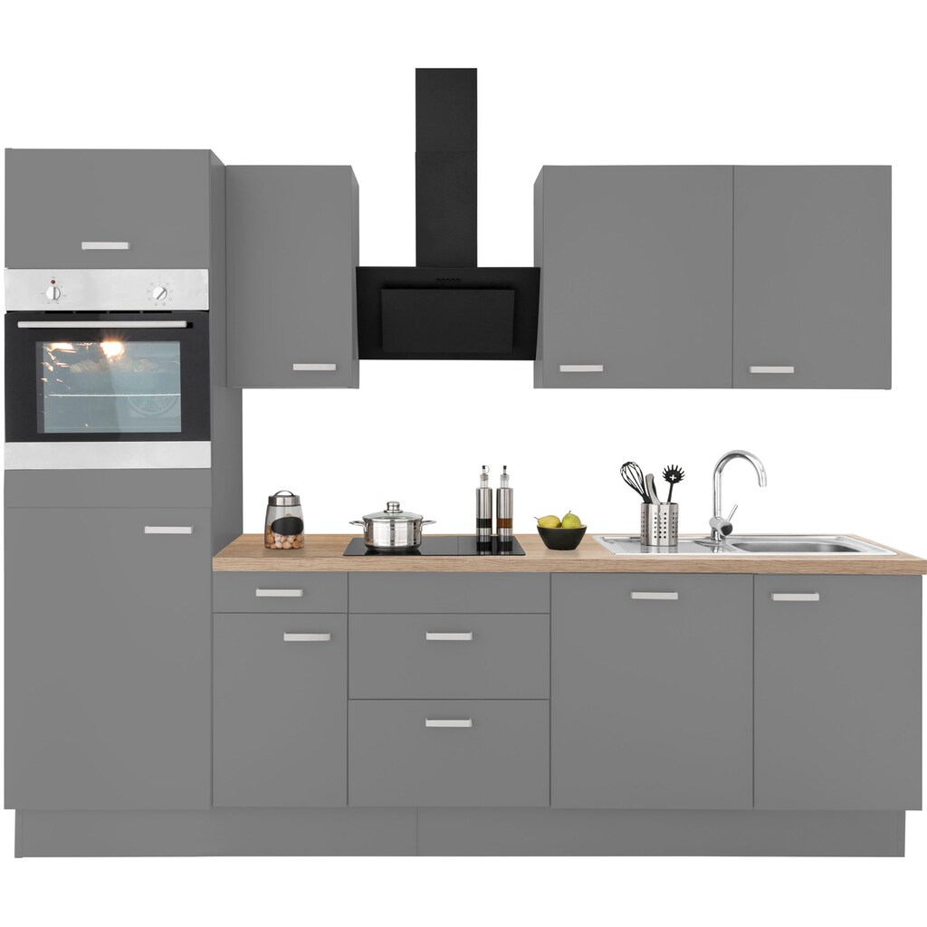 Wohnen Küchenmöbel OPTIFIT Küchenzeile »Parma«, ohne E-Geräte, Breite 270 cm basaltgrau/basaltgrau-eiche