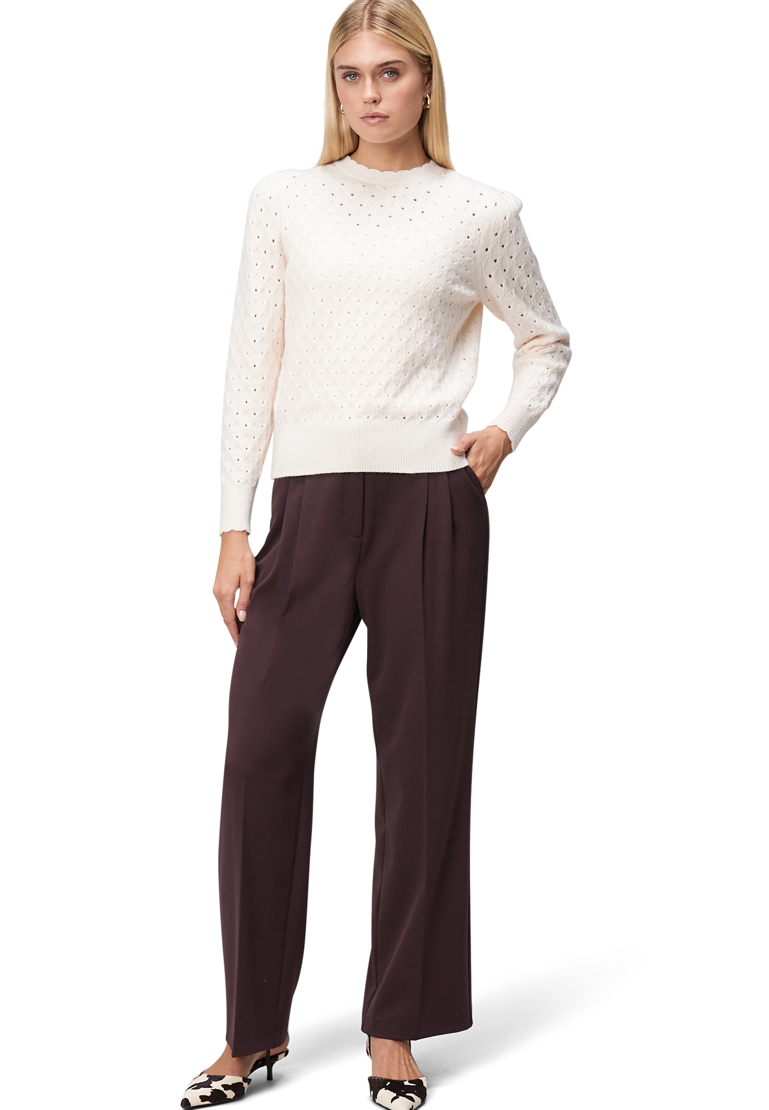 Zero Strickpullover »Damen Pullover mit Lochstrickmuster« 1 Stk. tlg. Lochmuster