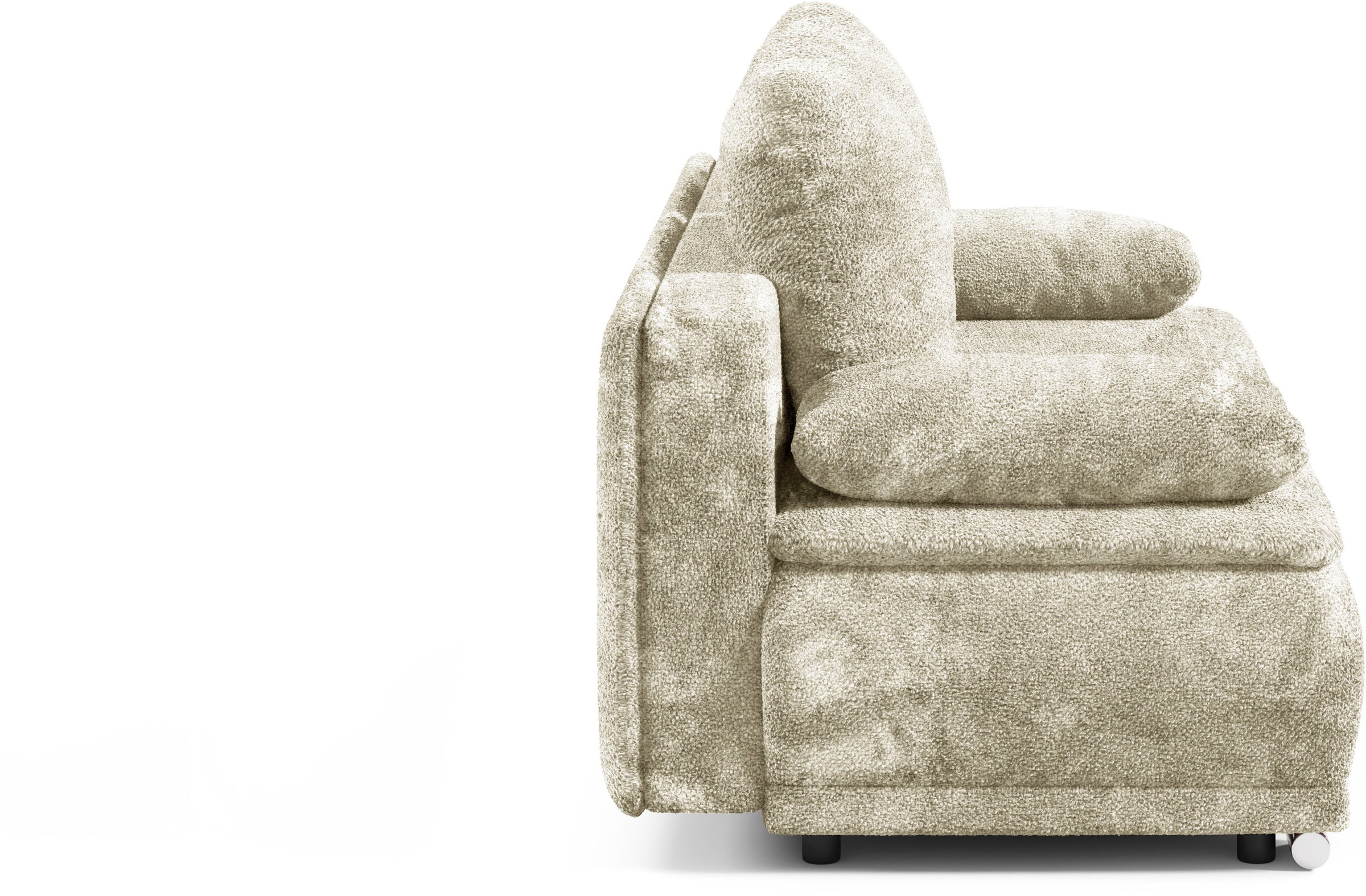 WERK2 Schlafsofa »Biggi, komfortabel & elegant, Schlaffunktion, Bettkasten, Breite 260cm«, inkl. losen Kissen, Bouclé APHRODITE, Natur