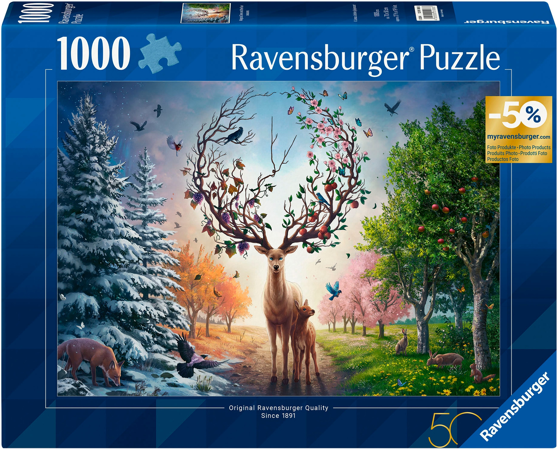Ravensburger Puzzle »Der magische Hirsch und die vier Jahreszeiten«, (1000 tlg.), Made in Germany