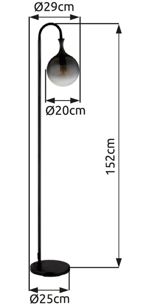 GLOBO LIGHTING Stehlampe »DALTON«, Leuchtmittel E27 | ohne Leuchtmittel, Stehleuchte/Glaskugeln rauchfarben/schwarz/Wohnzimmer/Schlafzimmer