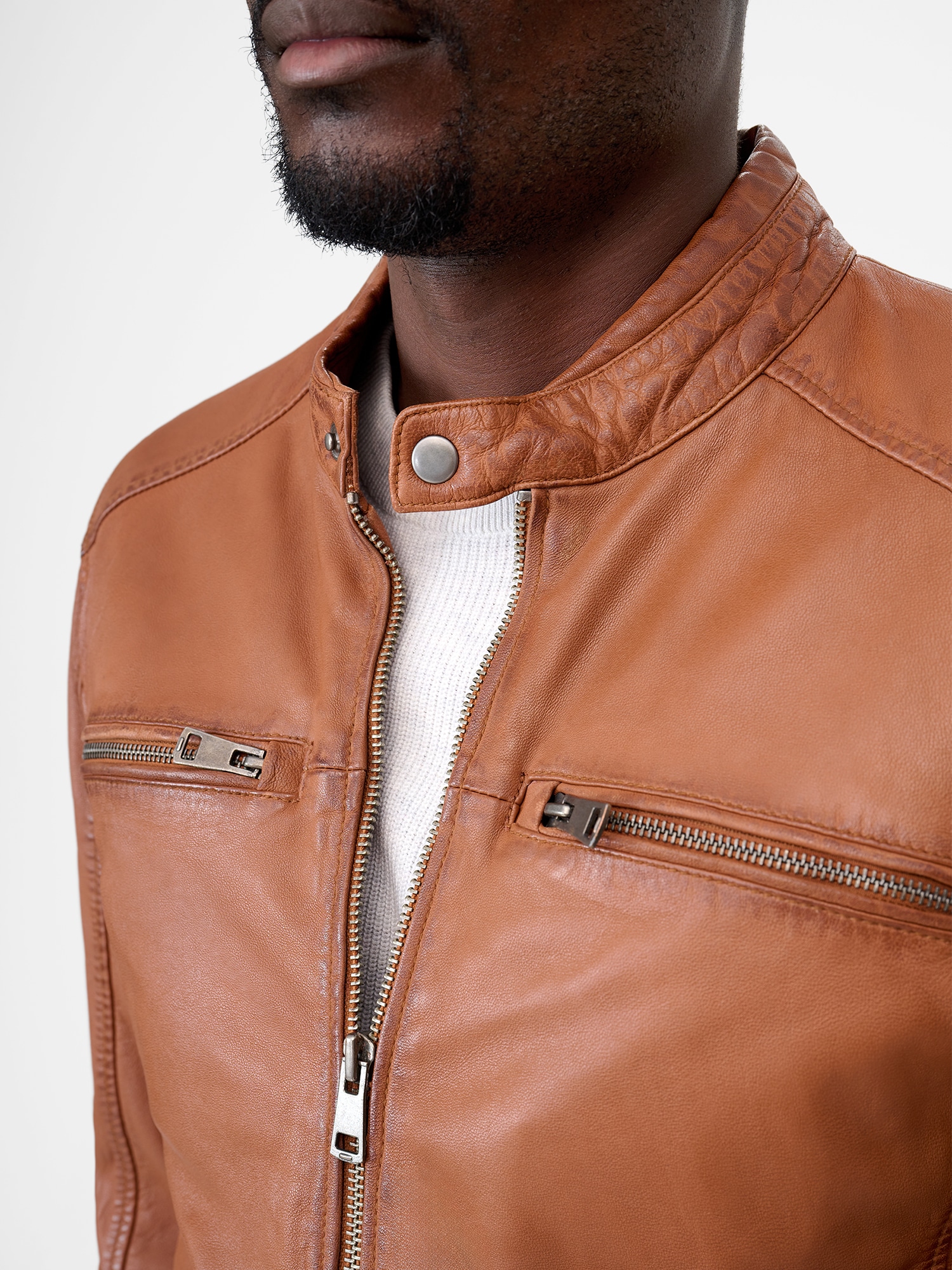 RICANO Bikerjacke »Lederjacke Cedrik« ohne Kapuze Handgefertigt aus echtem Leder