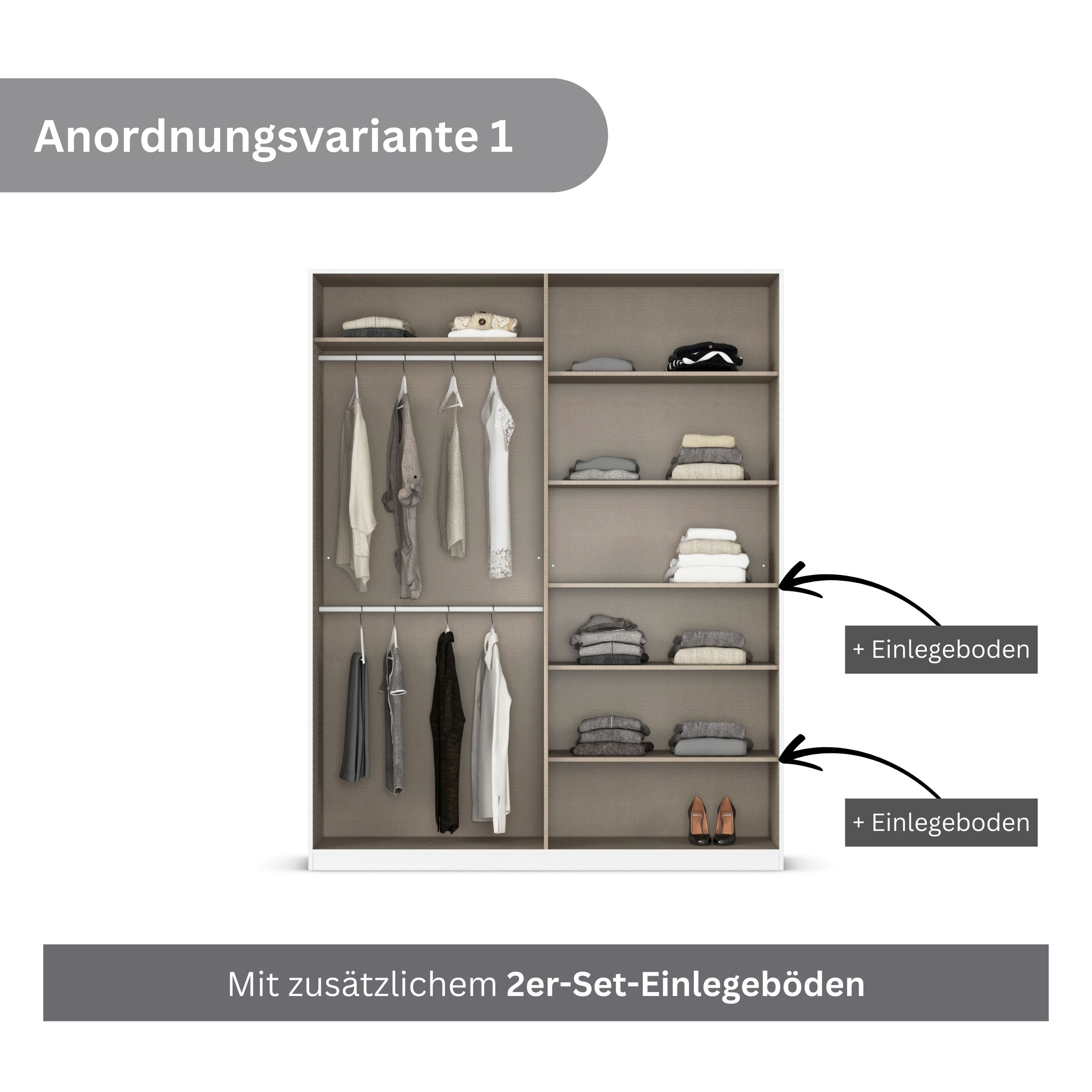 rauch Drehtürenschrank »Kleiderschrank Kleiderschränke Schrank Garderobe AGORDO mit Glasfront«, (in zwei Griff-Farben), durchdachte Innenausstattung, in 6 Breiten und 2 Höhen MADE IN GERMANY