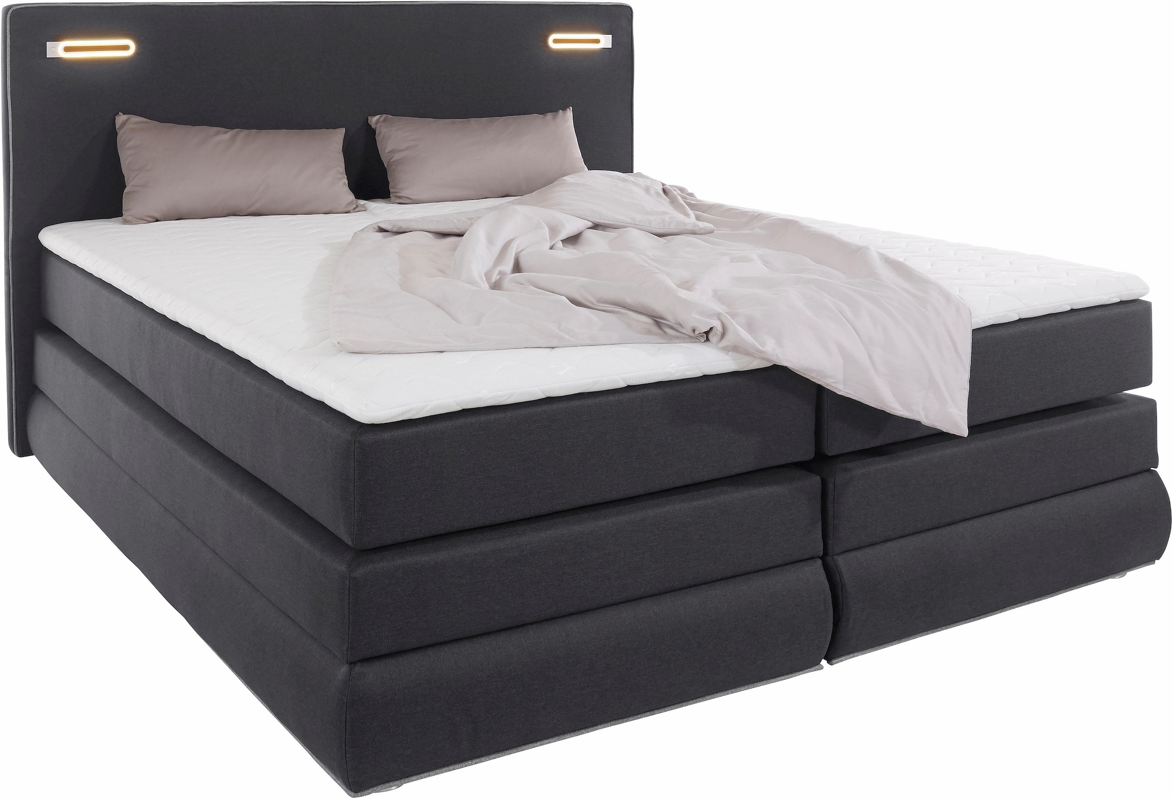 COLLECTION AB Boxspringbett »Rubona«, inkl. Bettkasten, LED-Beleuchtung und Topper