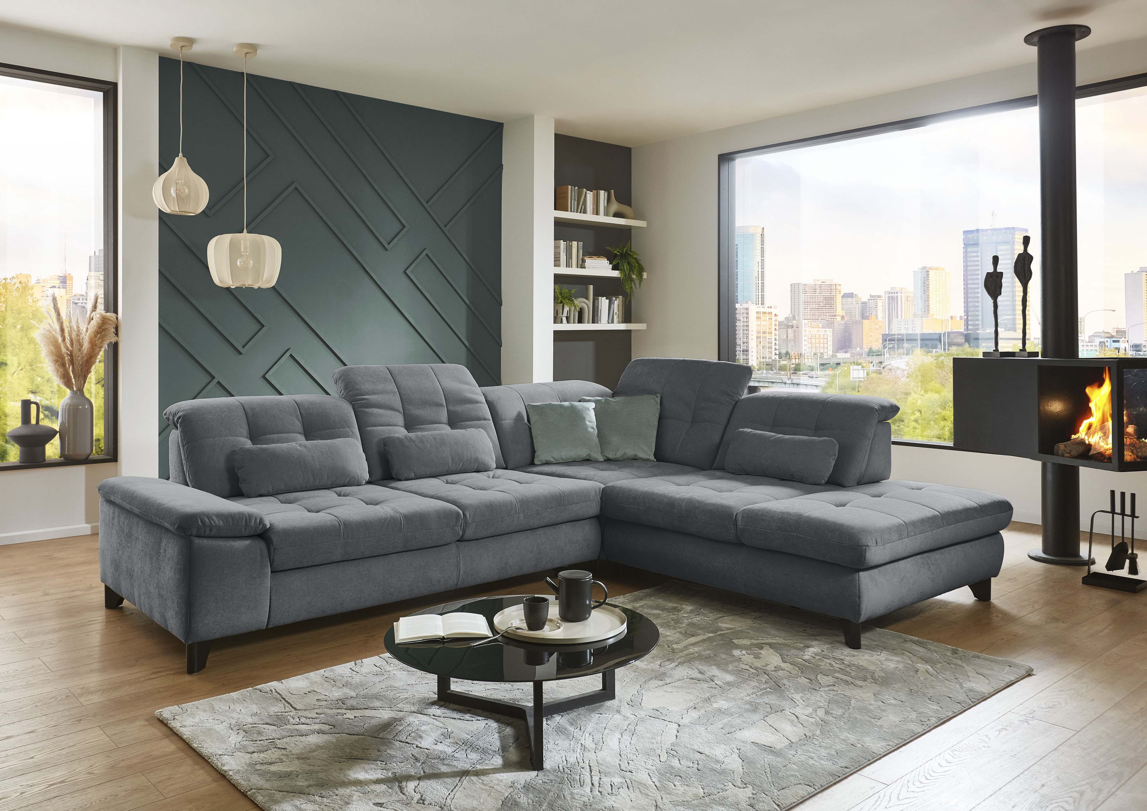Die PlanBar Ecksofa "MP-IN18012 L-Form mit Kaltschaum-Polsterung" Sitztiefenverstellung, optional Kopfteilverstellung & Schlaffunktion