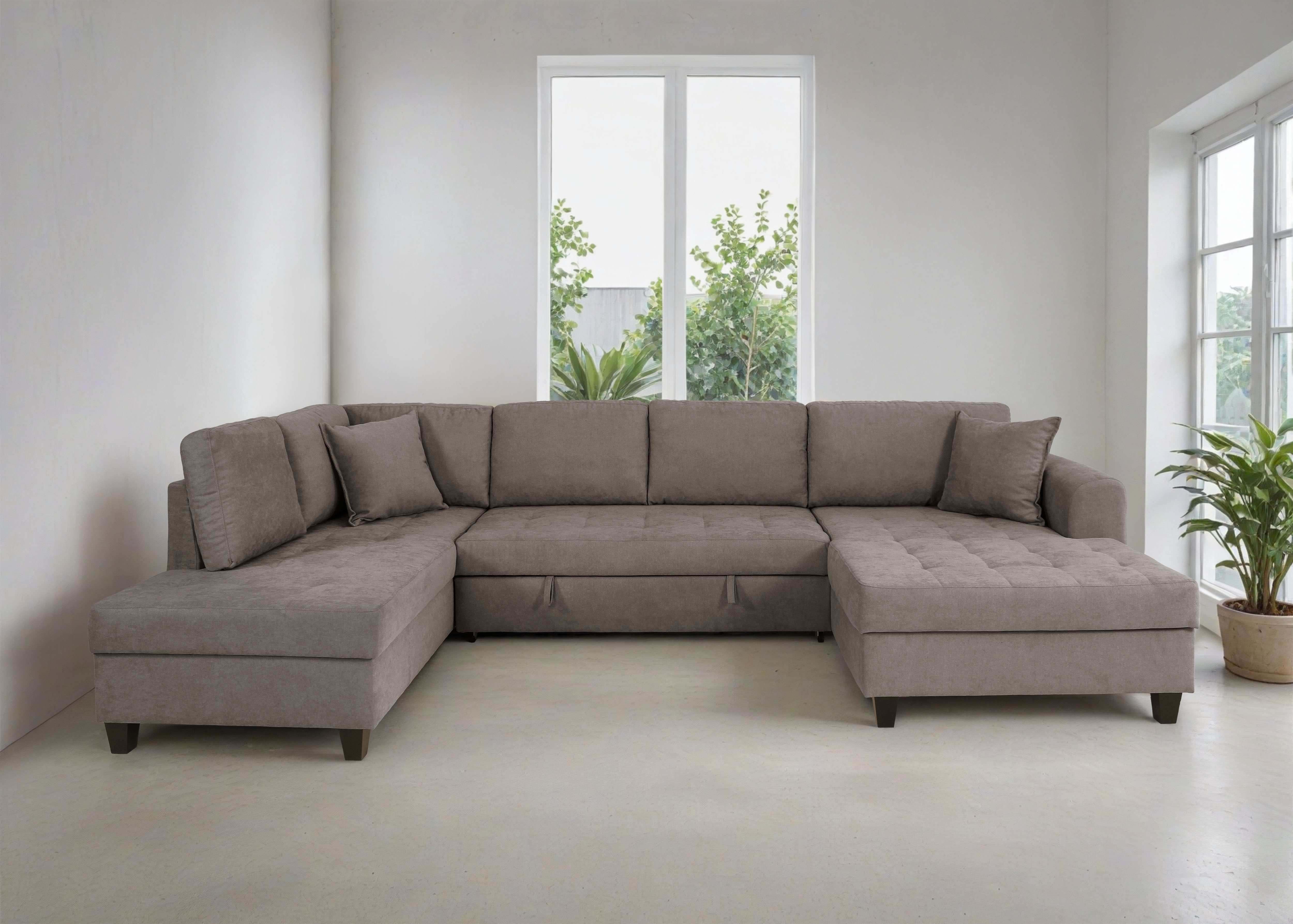 Trends by HG Wohnlandschaft "Moritz U-Form, B: 324 cm" mit Schlaffunktion, Bettkasten & Zierkissen