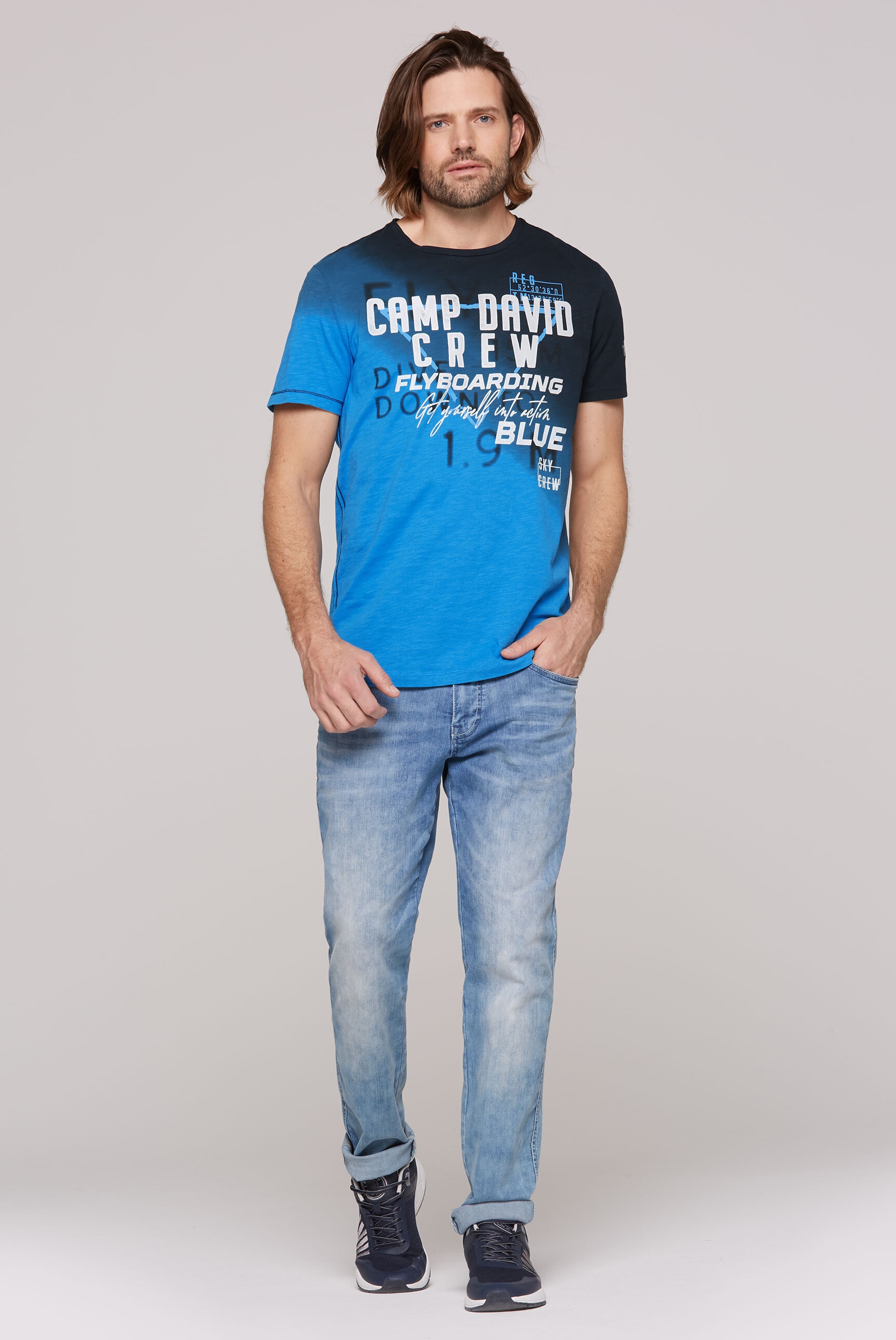 CAMP DAVID Rundhalsshirt, aus Baumwolle