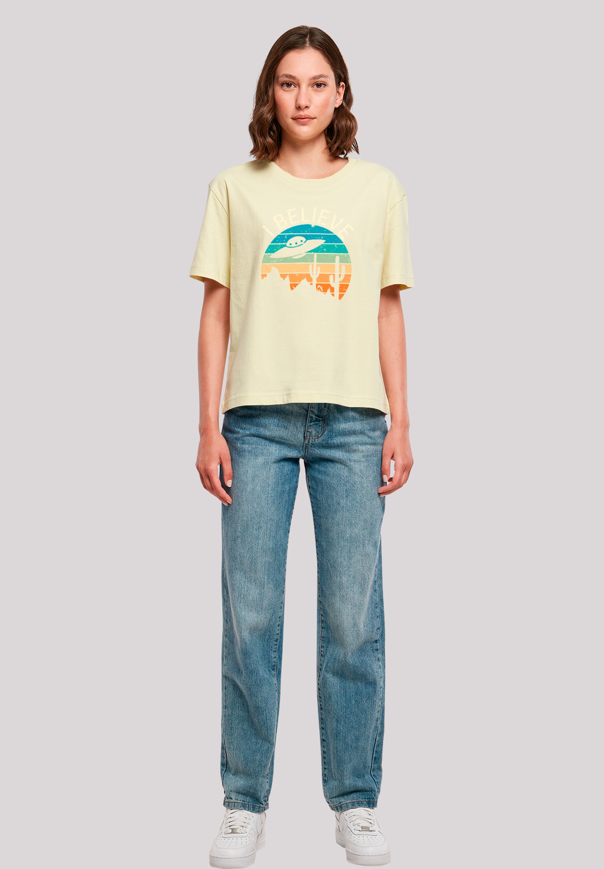 F4NT4STIC T-Shirt »I Believe UFO Alien Sonnenuntergang«, Premium Qualität