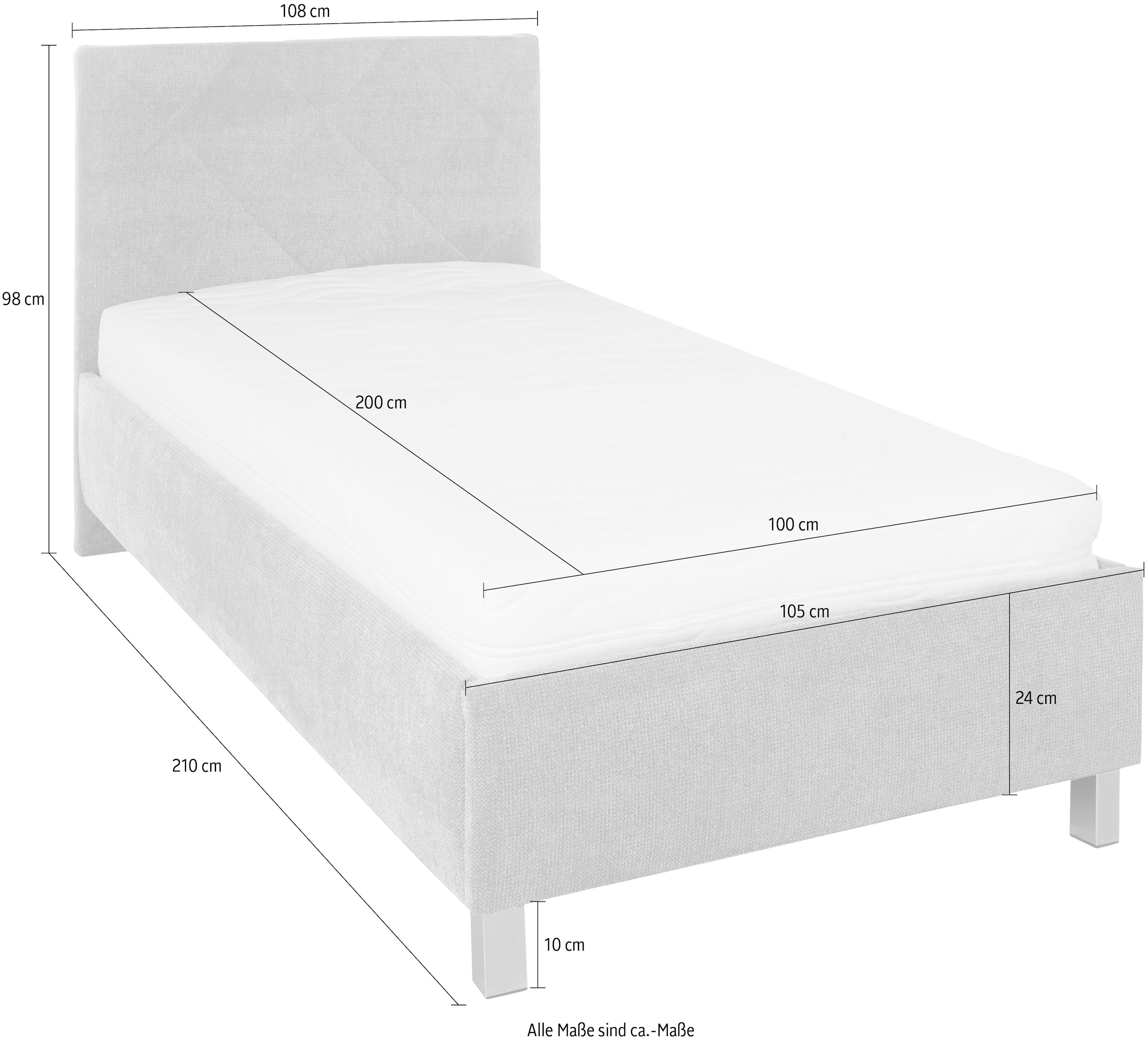 Westfalia Schlafkomfort Polsterbett »Padua« mit Rautensteppung, 3 verschiedene Matraztenarten wählbar