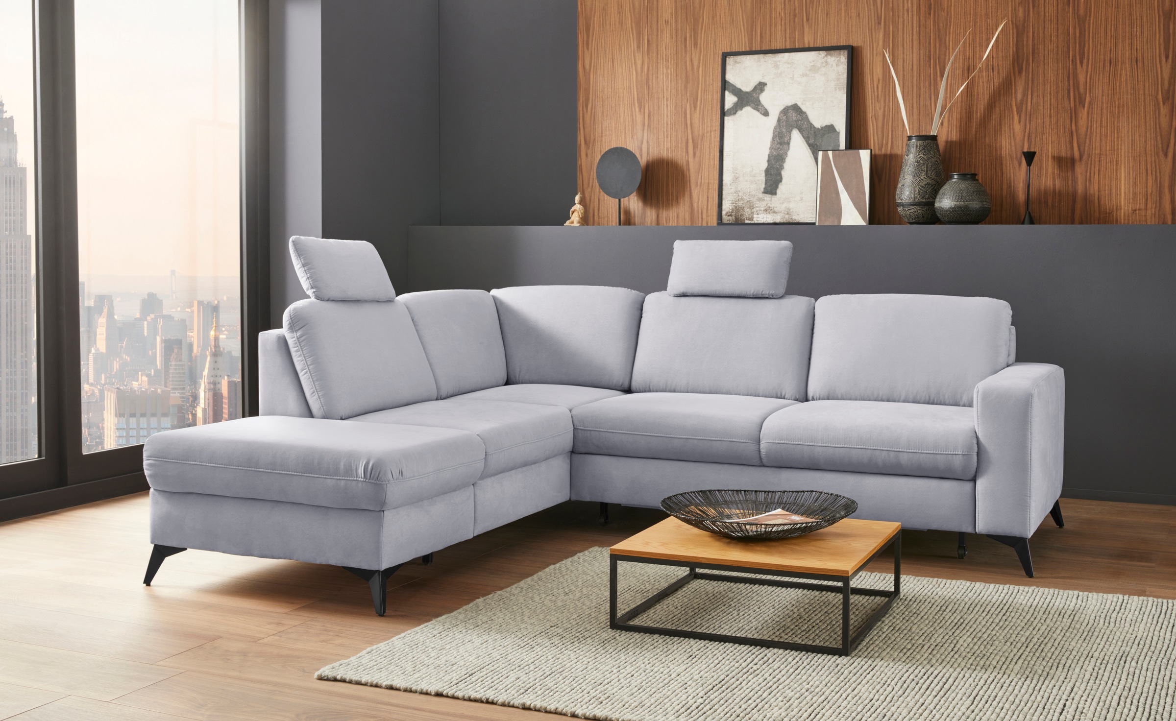 Home affaire Ecksofa "Lolland L-Form" Wahlweise mit Schlaffunktion und Stauraum, auch mit abwischbarem Bezug