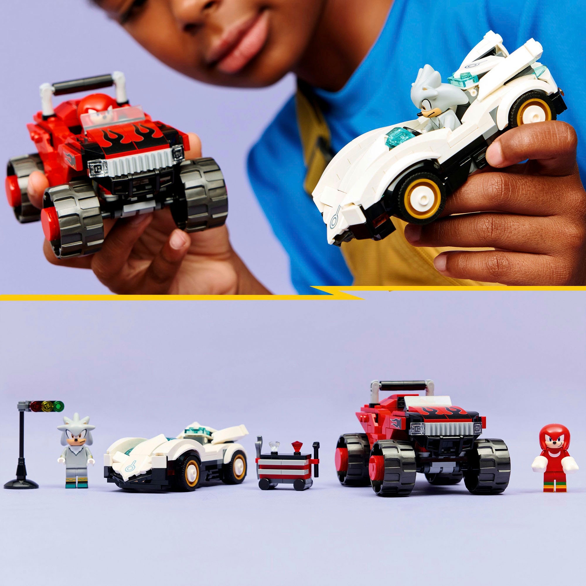 LEGO® Konstruktionsspielsteine »Silvers Auto vs. Knuckles' Monstertruck (77118), LEGO Sonic«