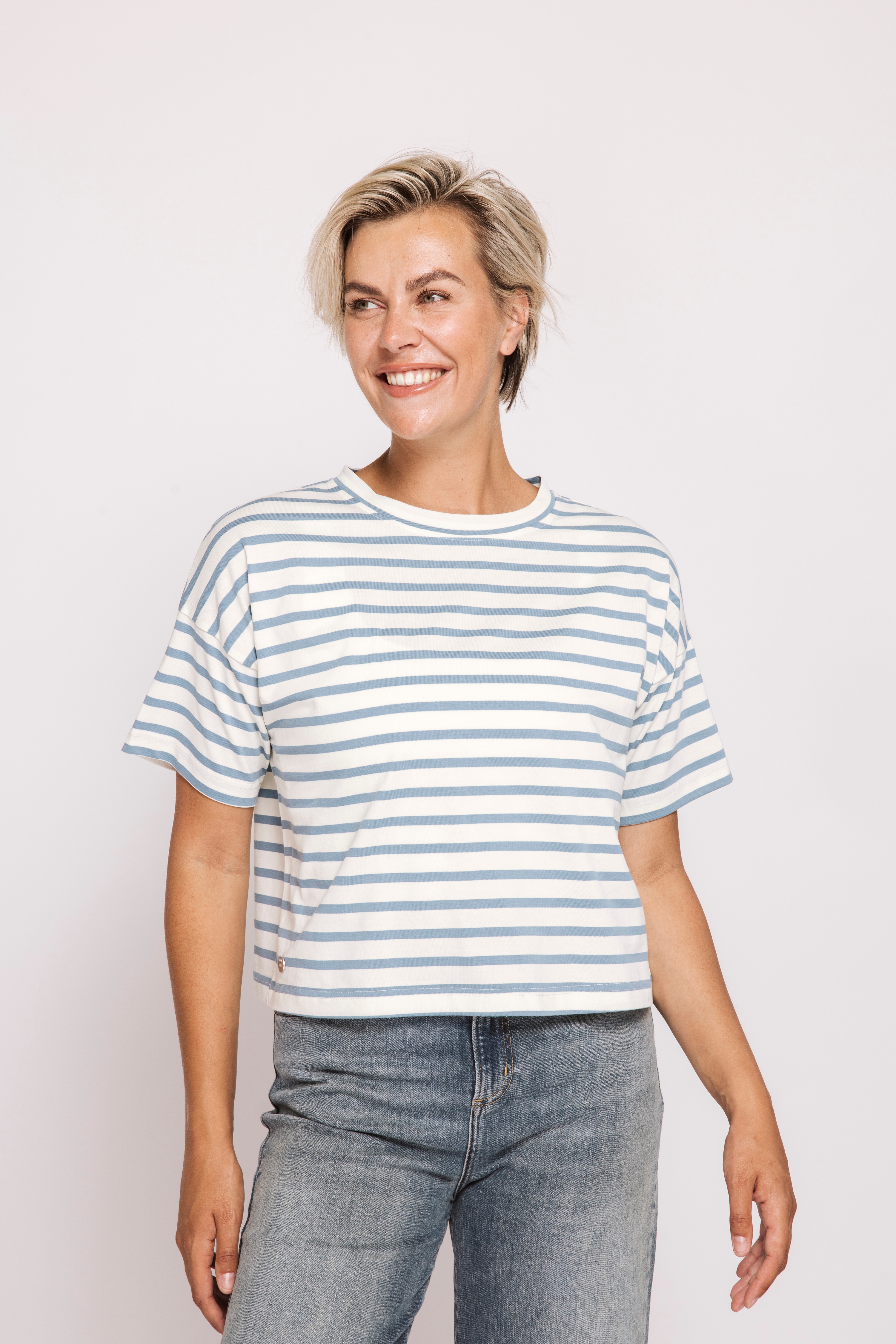 Zhrill Rundhalsshirt "ZHGADY Ringel Shirt" normale Passform, Kurzarm-Design