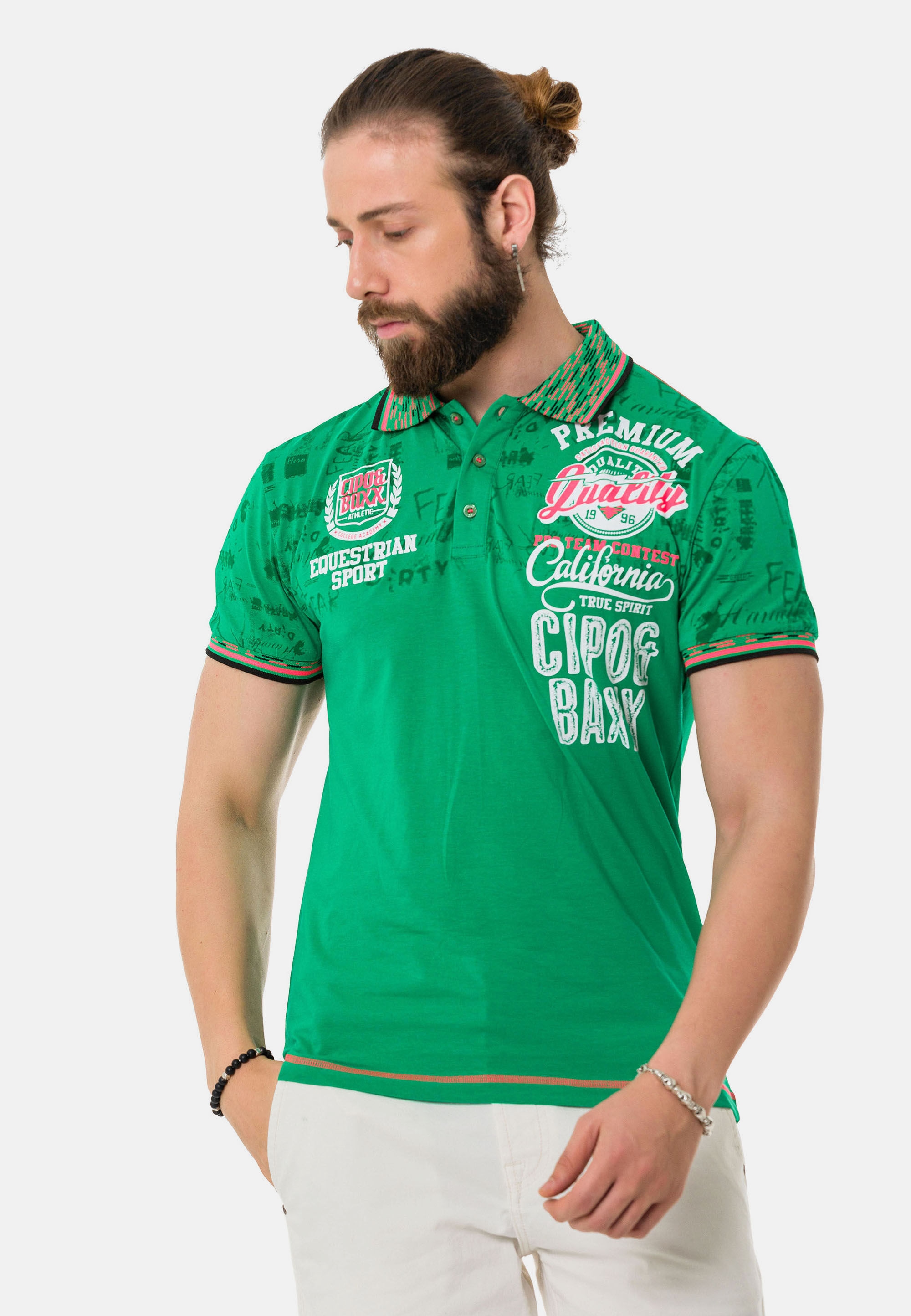 Cipo & Baxx T-Shirt »Poloshirt«, mit stylischem Print
