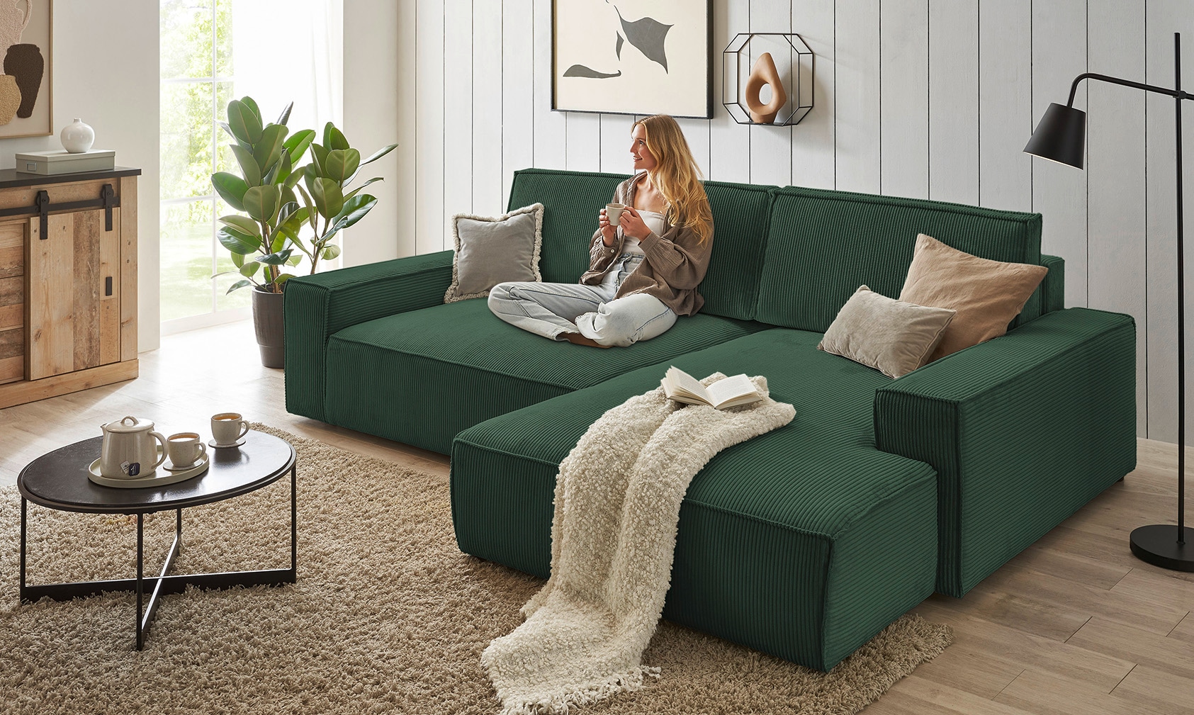 Home affaire Ecksofa "NEU: SHERWOOD XXL 284, Big-Sofa L-Form, tiefe Sitzflä günstig online kaufen