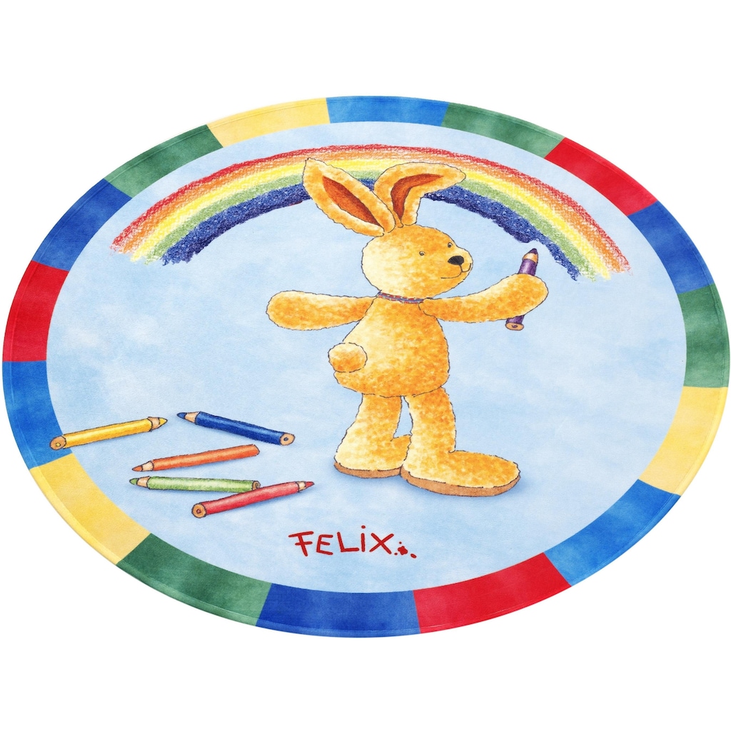 Felix der Hase Kinderteppich »FE-412 Regenbogen«, rund, Stoff Druck, weiche Mircofaser, Kinderzimmer