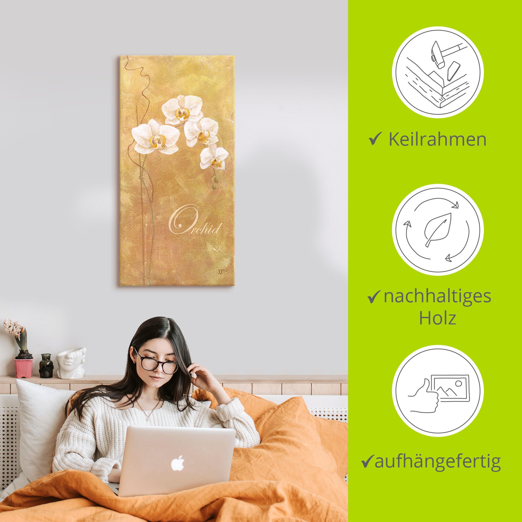 Artland Leinwandbild »Filigrane Orchidee«, Blumen, (1 St.), auf Keilrahmen gespannt