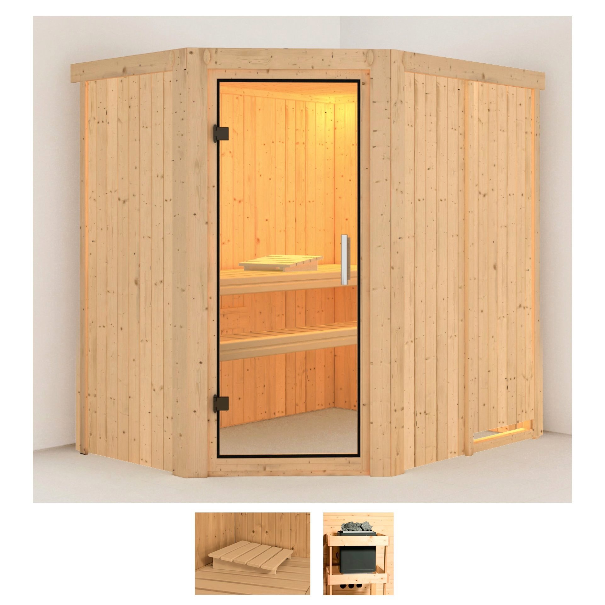 KARIBU Sauna "Clara", ohne Ofen, (ohne Ofen), beige, Saunen, ohne Ofen