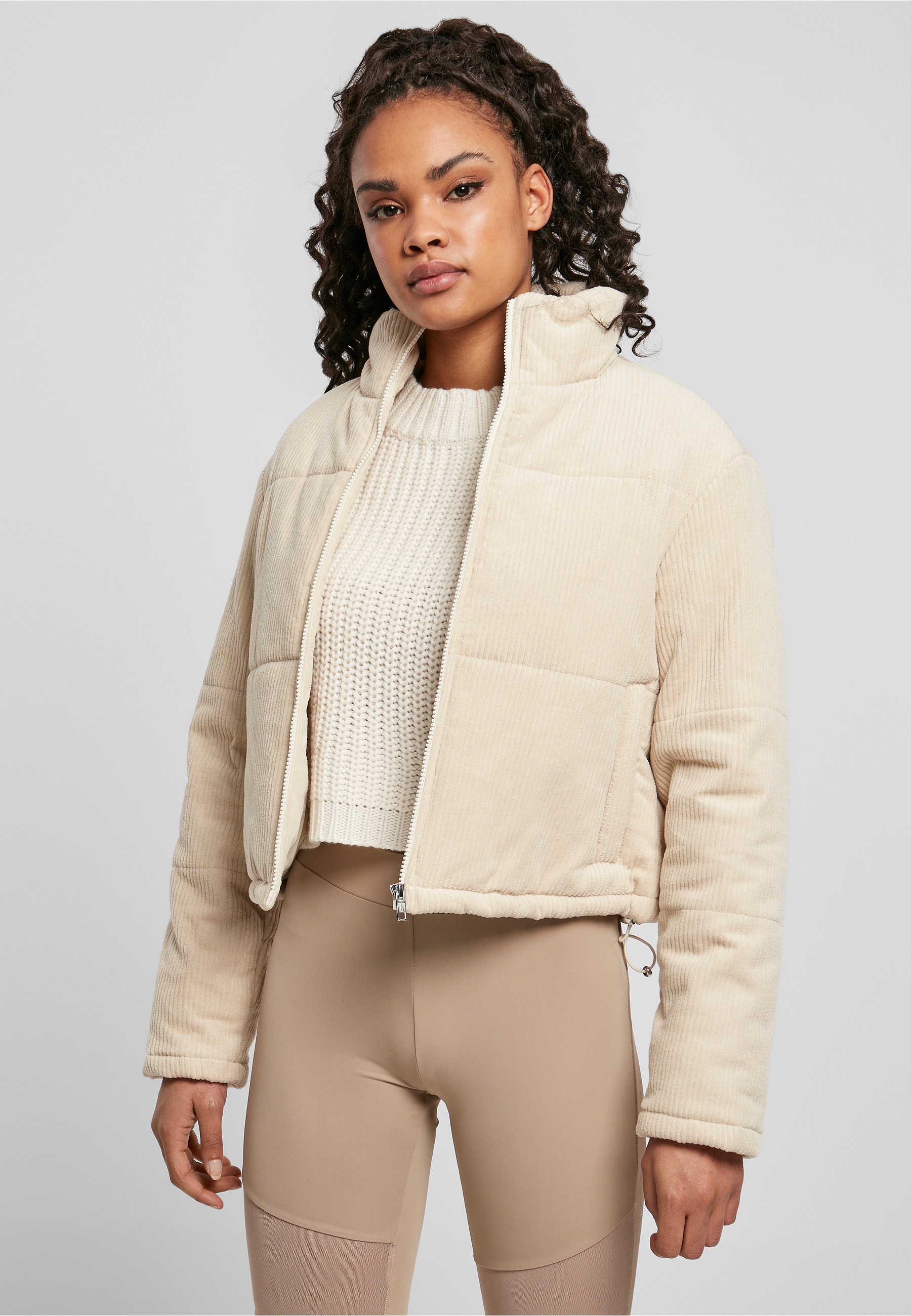 URBAN CLASSICS Winterjacke »Urban Classics Damen Ladies Corduroy Puffer Jacket« 1 Stk. tlg. ohne Kapuze