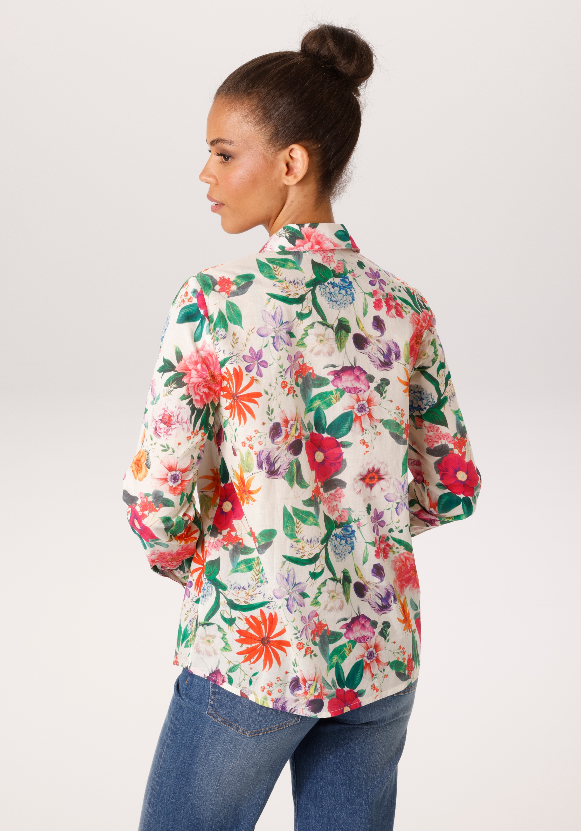 Aniston CASUAL Hemdbluse mit farbenfrohen Blumendruck - jedes Teil ein Unik günstig online kaufen