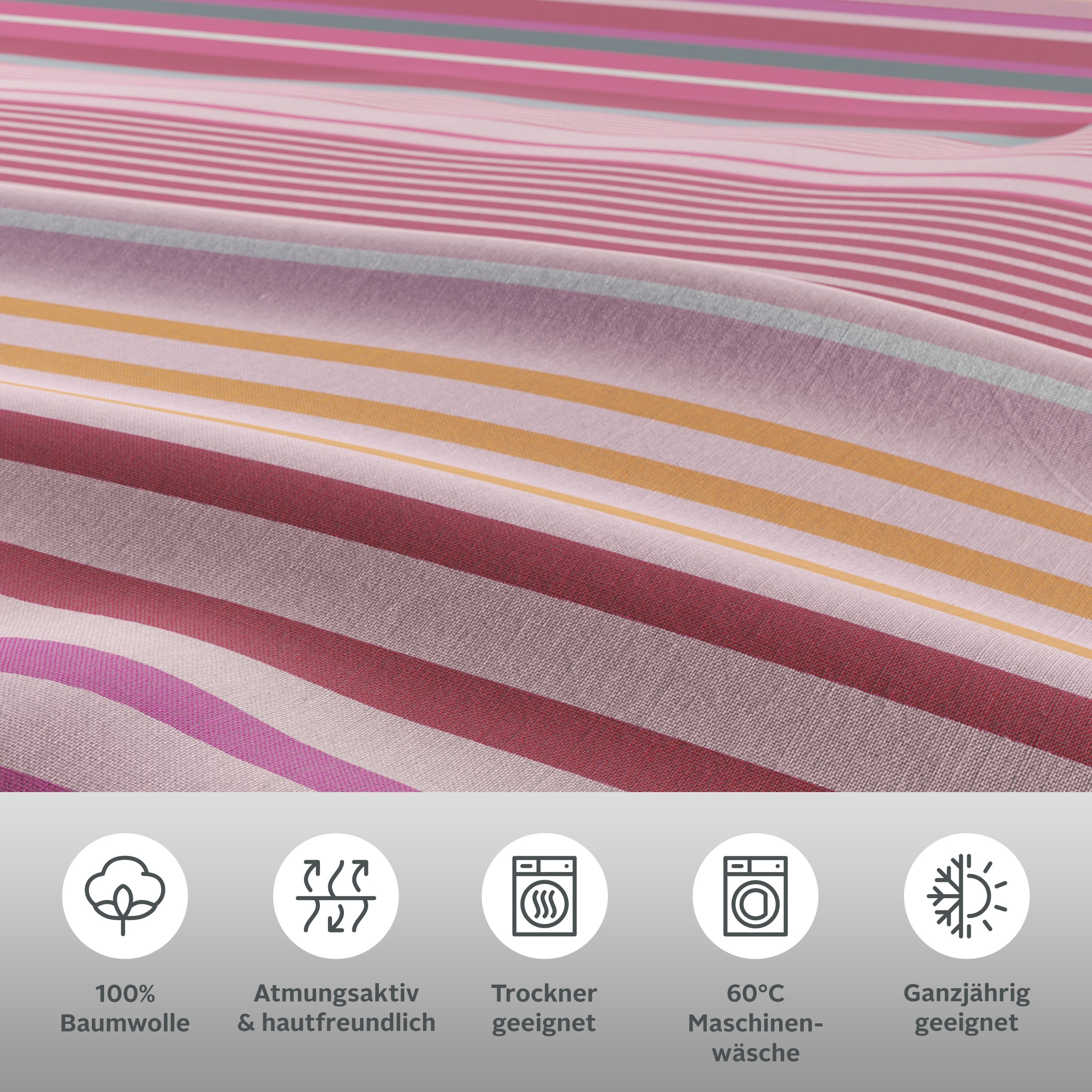 OTTO home Bettwäsche »Elvea« 2 Stk. tlg. in Gr. 135x200 oder 155x220 cm, 100% Baumwolle, Streifen