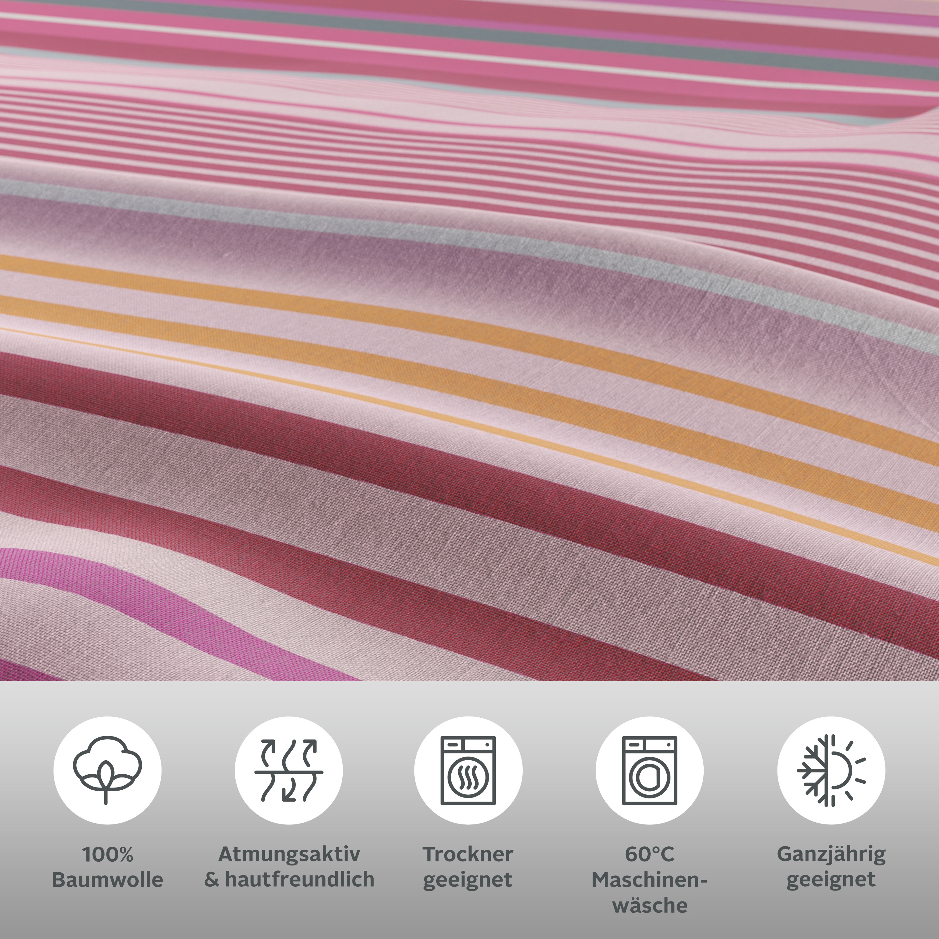 Thumbnail - OTTO home Bettwäsche "Elvea" 2 Stk. in Gr. 135x200 oder 155x220 cm, 100% Baumwolle, Streifen