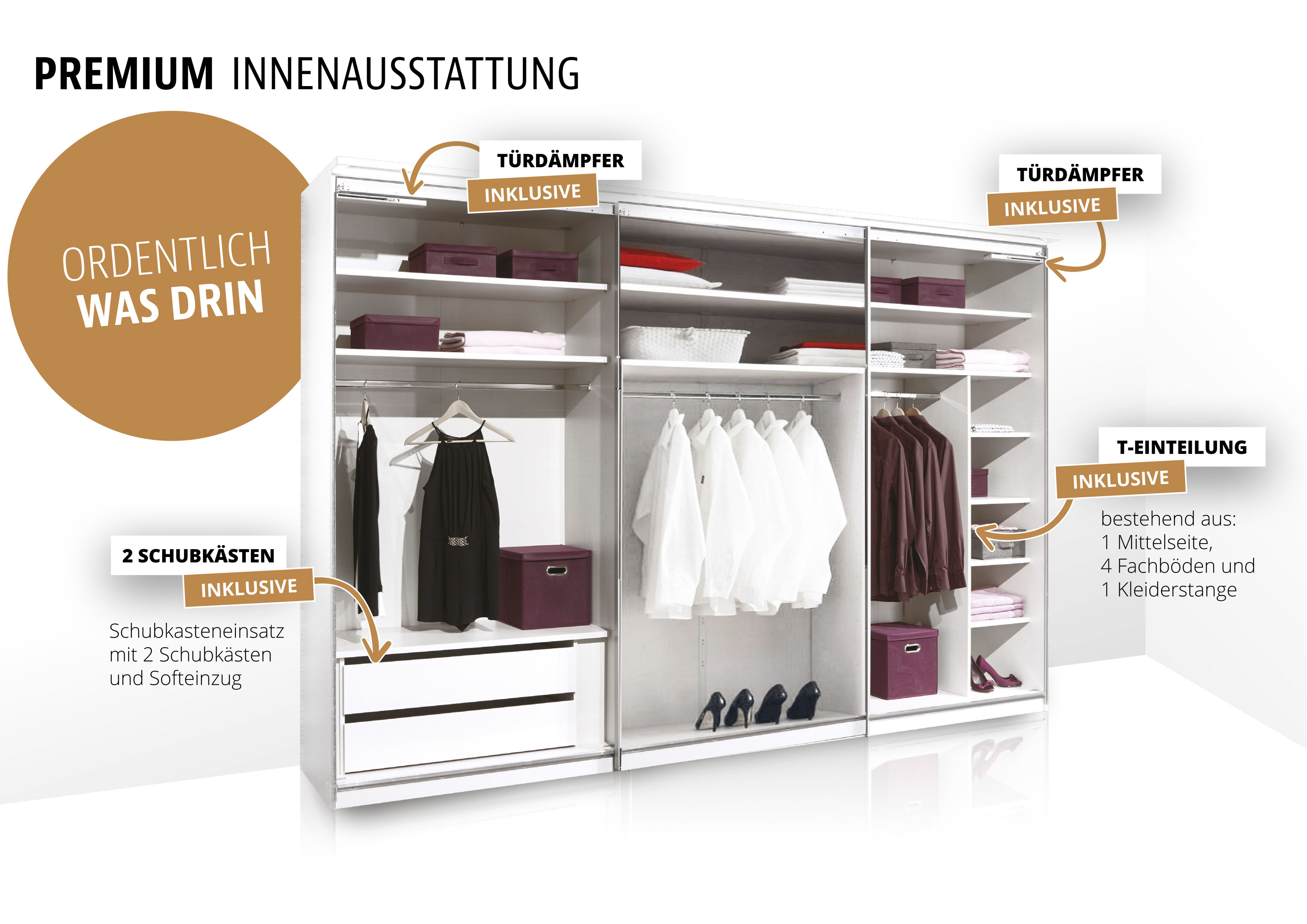 Thumbnail - STAUD Schwebetürenschrank "Includo, Made in Germany" Mit vier verschiedenen Ausstattungsvarianten