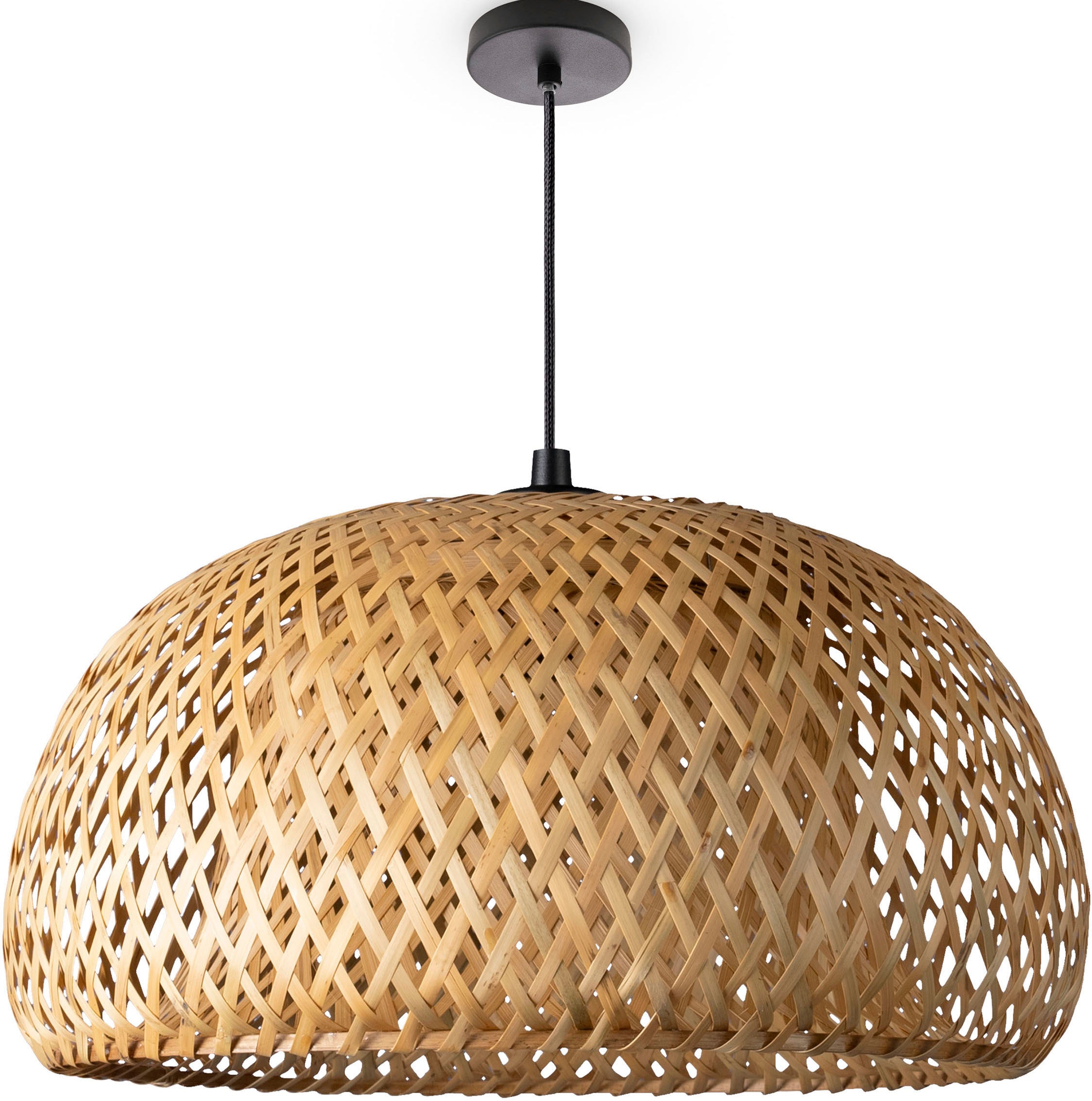 Paco Home Pendelleuchte »PESA«, Leuchtmittel E27 | ohne Leuchtmittel, Hängeleuchte Bambus Korblampen Boho Rattan Optik Natur E27