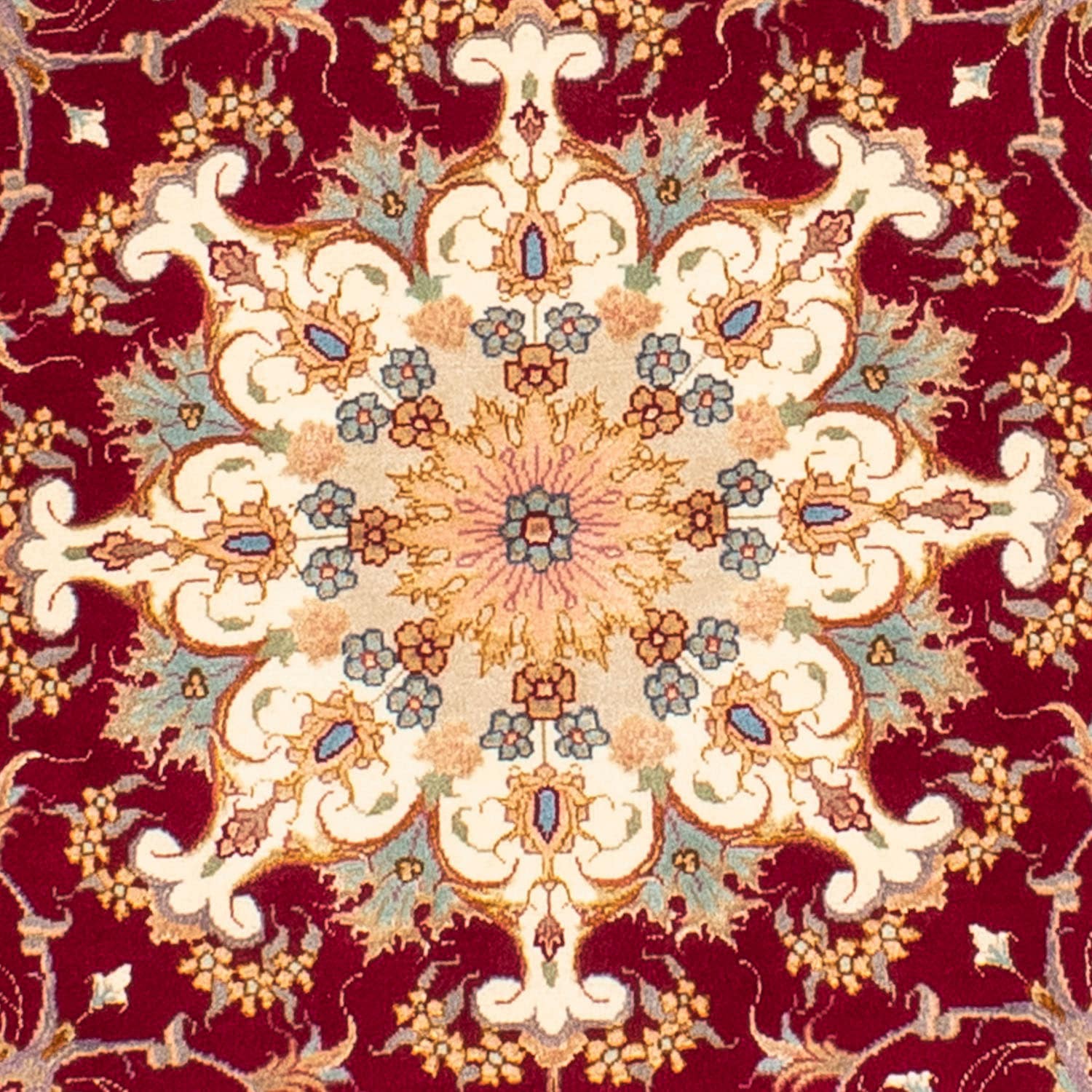 morgenland Orientteppich »Perser - Täbriz - Royal rund - 150 x 150 cm - dunkelrot«, rund, Wohnzimmer, Handgeknüpft, Einzelstück mit Zertifikat