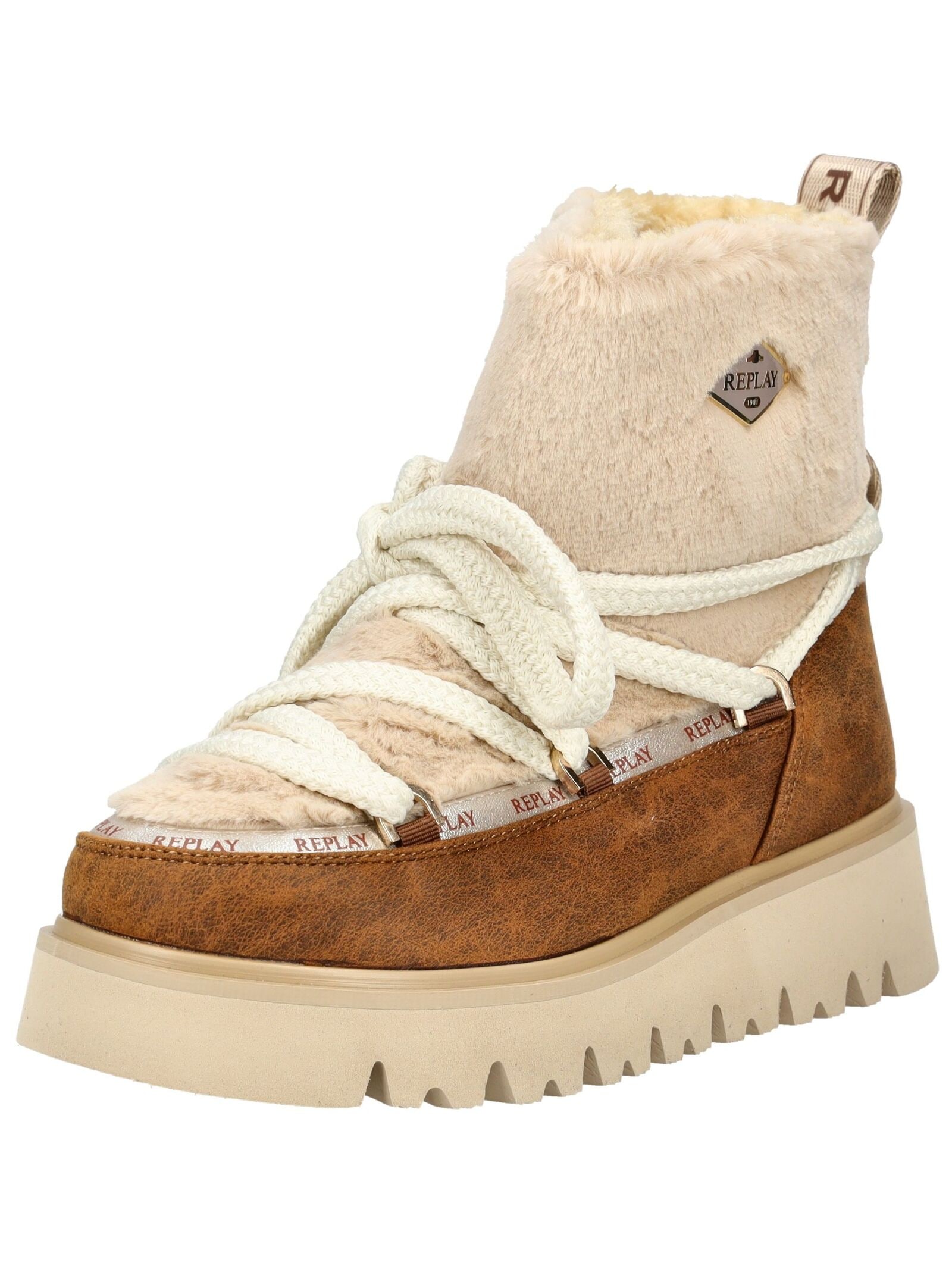 Replay Schnürstiefelette "Replay Stiefelette Lederimitat/Textil" günstig online kaufen