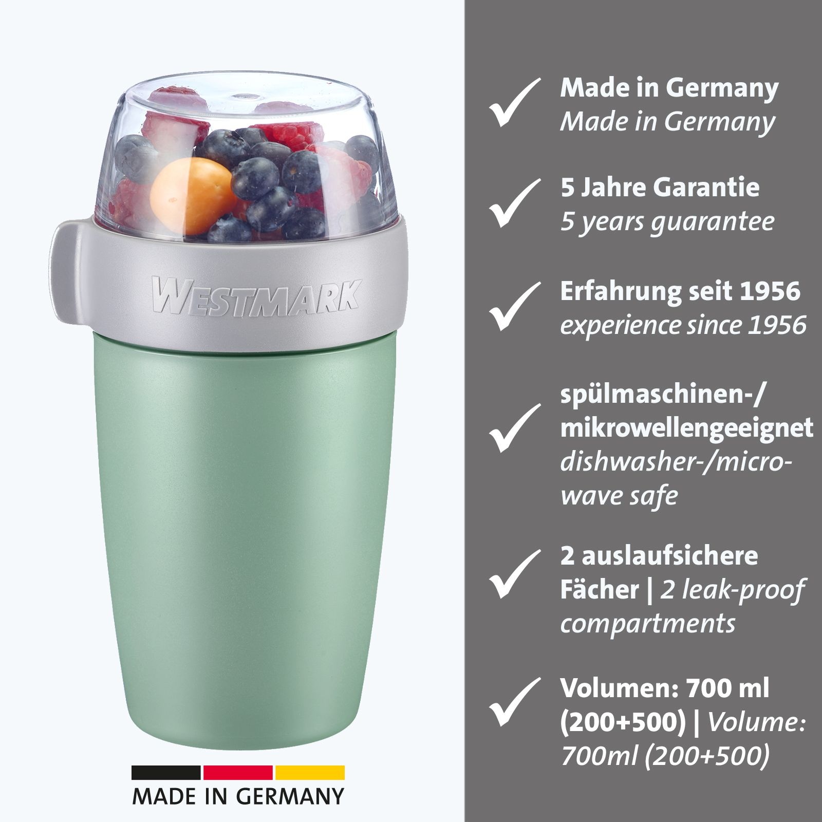 WESTMARK Mehrwegbecher, (1 tlg.), Müslibecher, 700 ml, Made in Germany