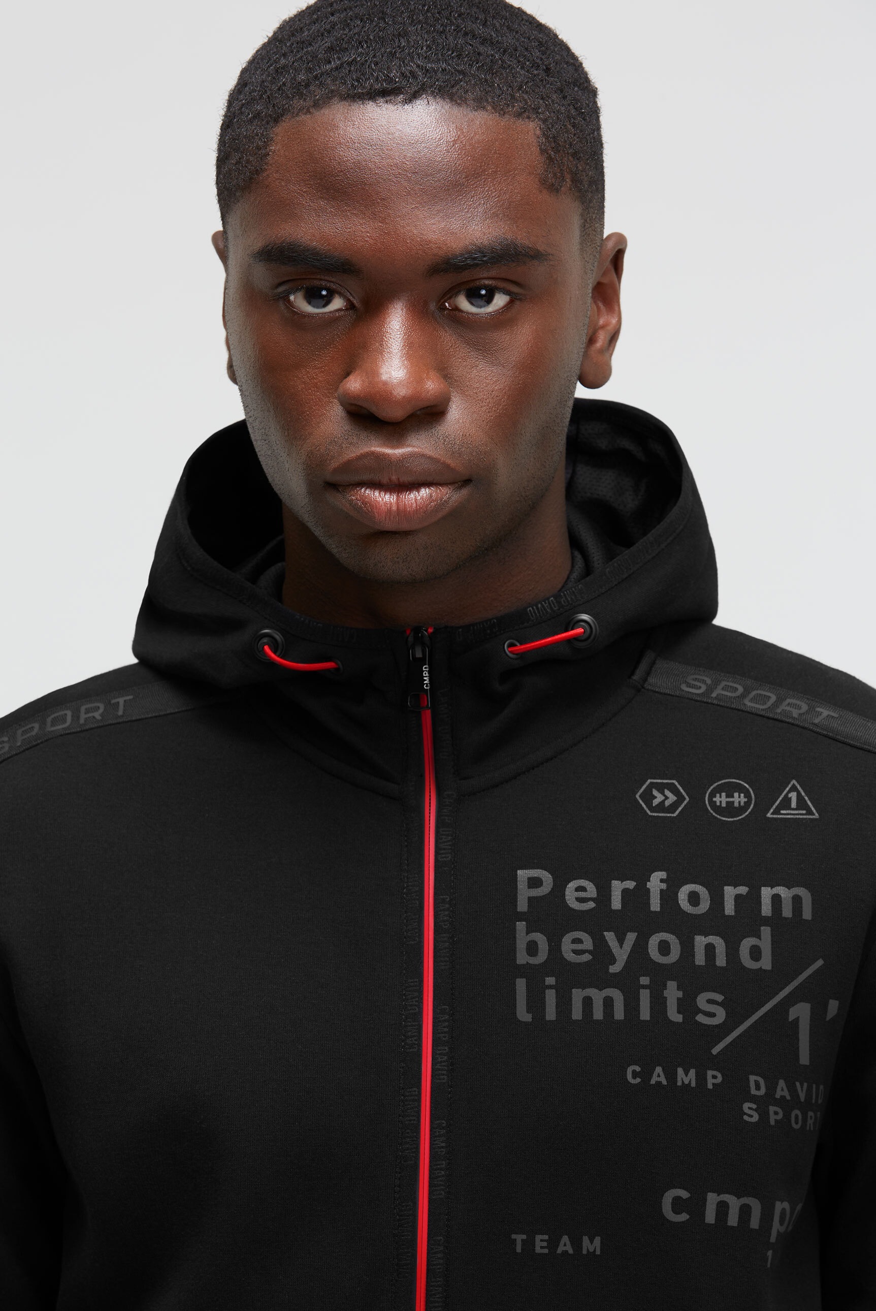 CAMP DAVID Kapuzensweatjacke mit elastischen Saumabschlüssen