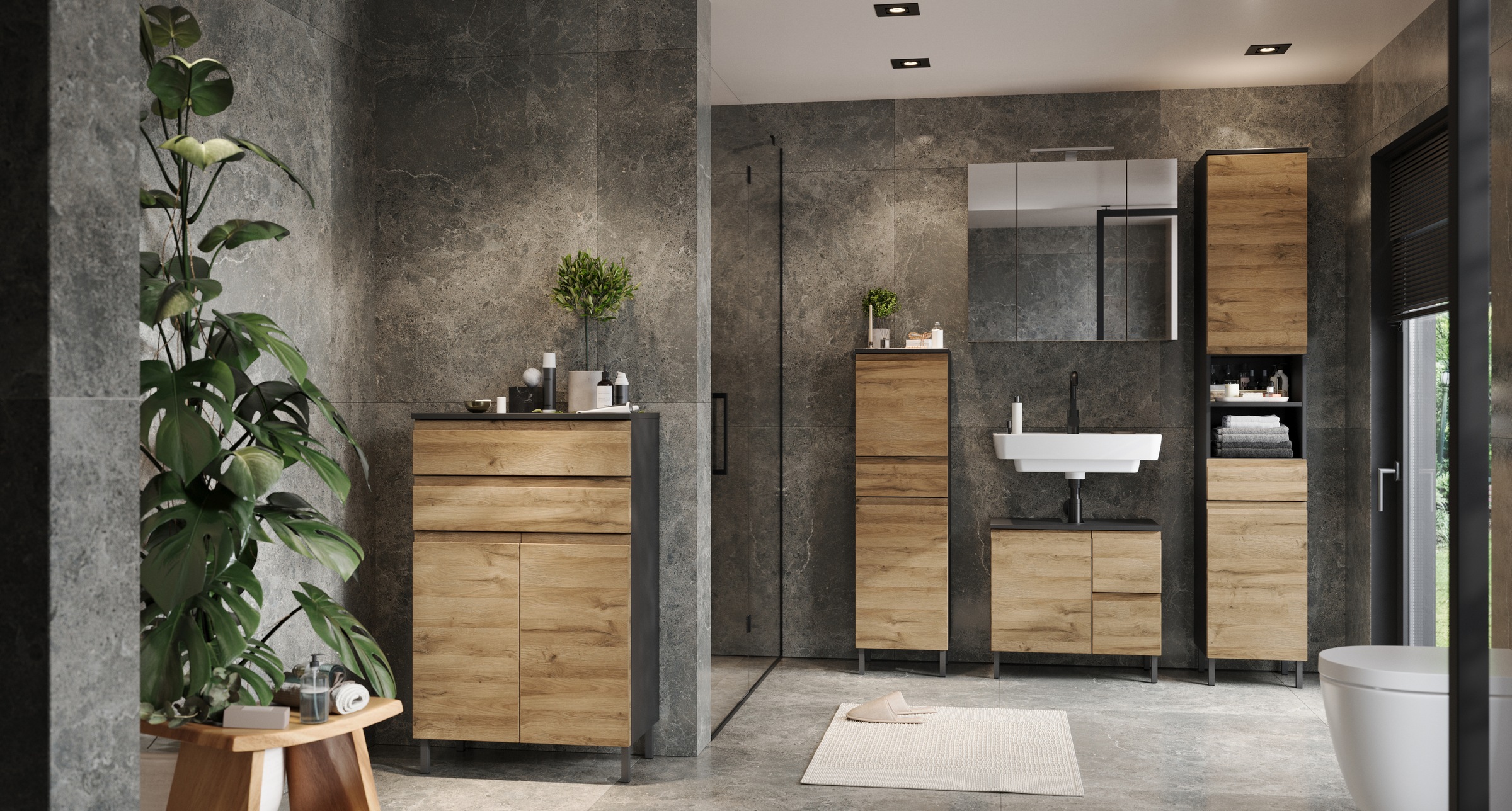 GERMANIA Waschbeckenunterschrank "Scantic" 1 Stk. tlg. mit Siphonausschnitt günstig online kaufen