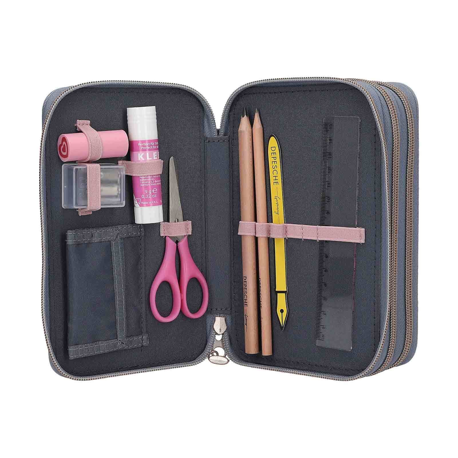 Depesche Buntstift »3-Fach Federtasche mit 3D-Effekt Miss Melody 20 x 13 x 7,5 cm rauchblau«