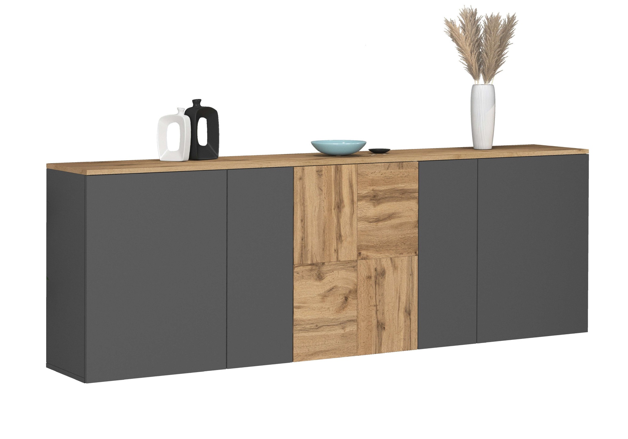 INOSIGN Sideboard »Sideboard ISEO, Kommode, Schrank, Kredenz« 1 Stk. tlg. stehend/hängend, 5 Türen, 6 Fächer, Breite 200 cm