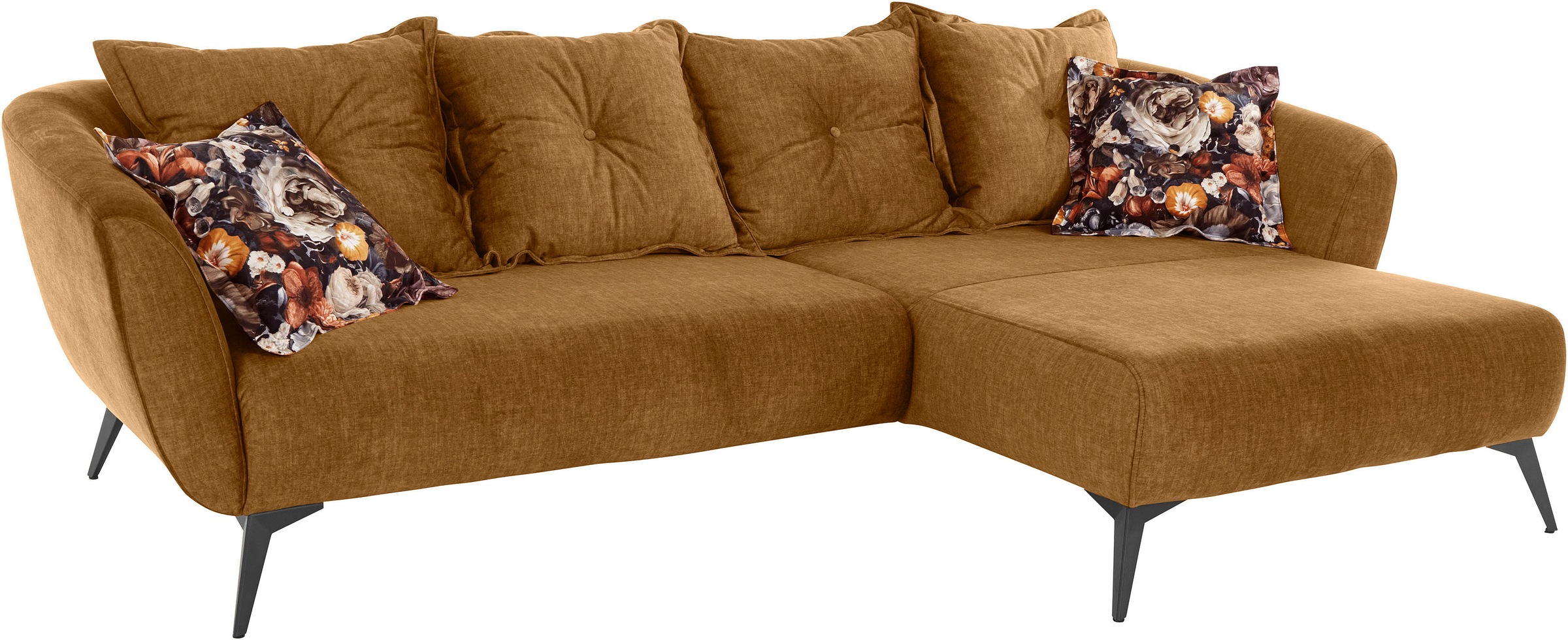 Thumbnail - Home affaire Ecksofa "Baggio romantische Polsterecke, bequem, Breite 277 cm, L-Form" Zierkissen inklusive, schwarze Meta...