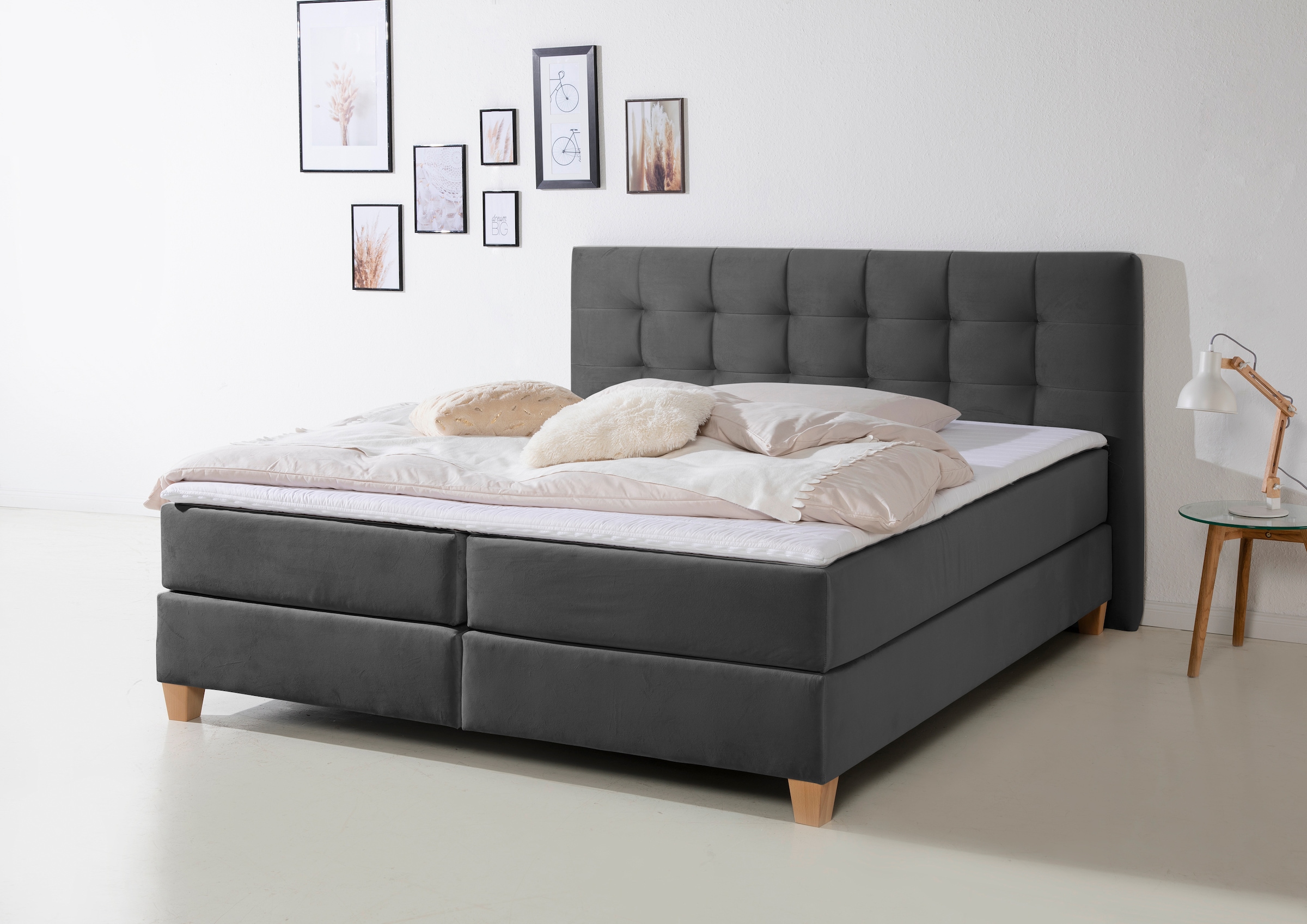 Home affaire Boxspringbett "Moulay", inkl. Topper, in Überlänge 220 cm, 3 H günstig online kaufen