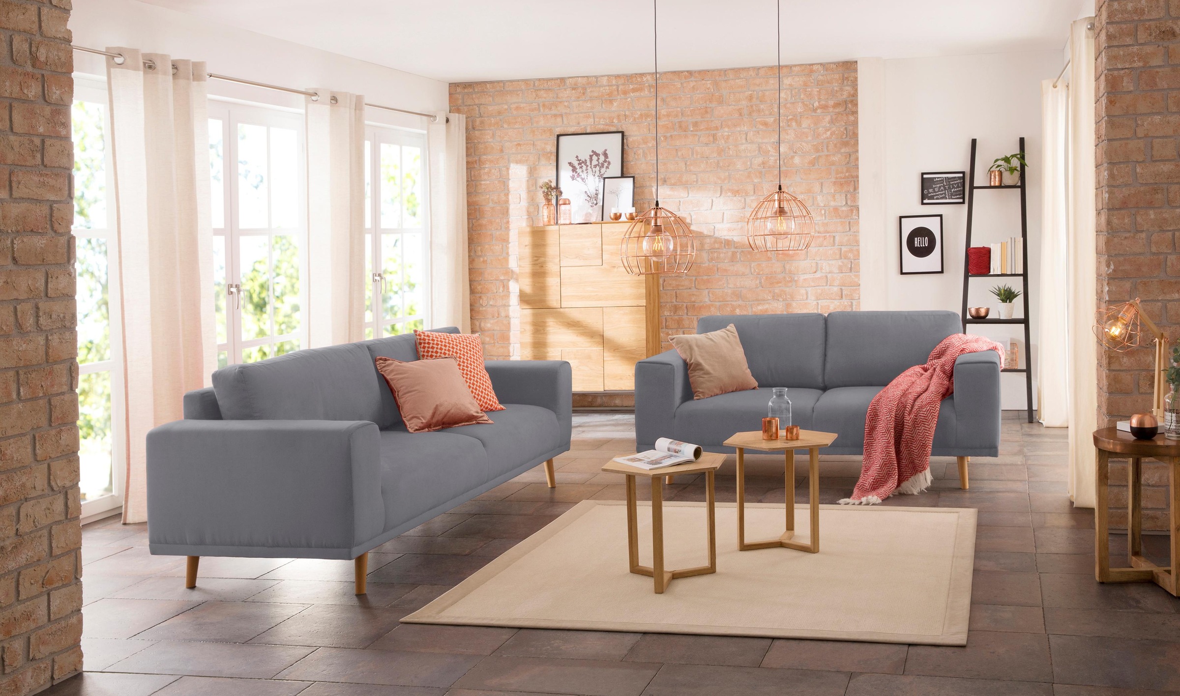 Home affaire 2-Sitzer »Lasse«, im scandinavischem Stil mit Holzfüßen