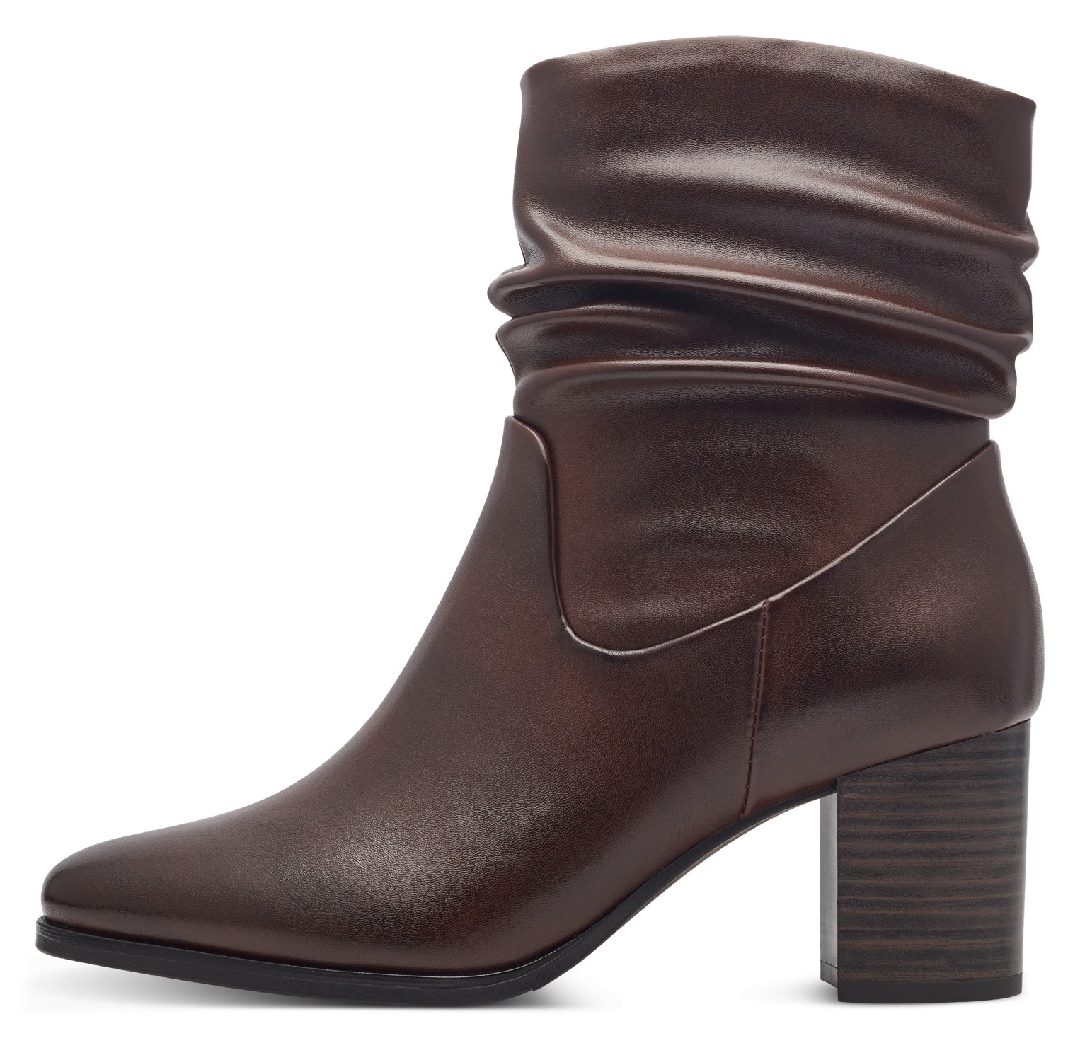 MARCO TOZZI Stiefelette, Blockabsatz, Businessschuh mit Falten im slouchy Look