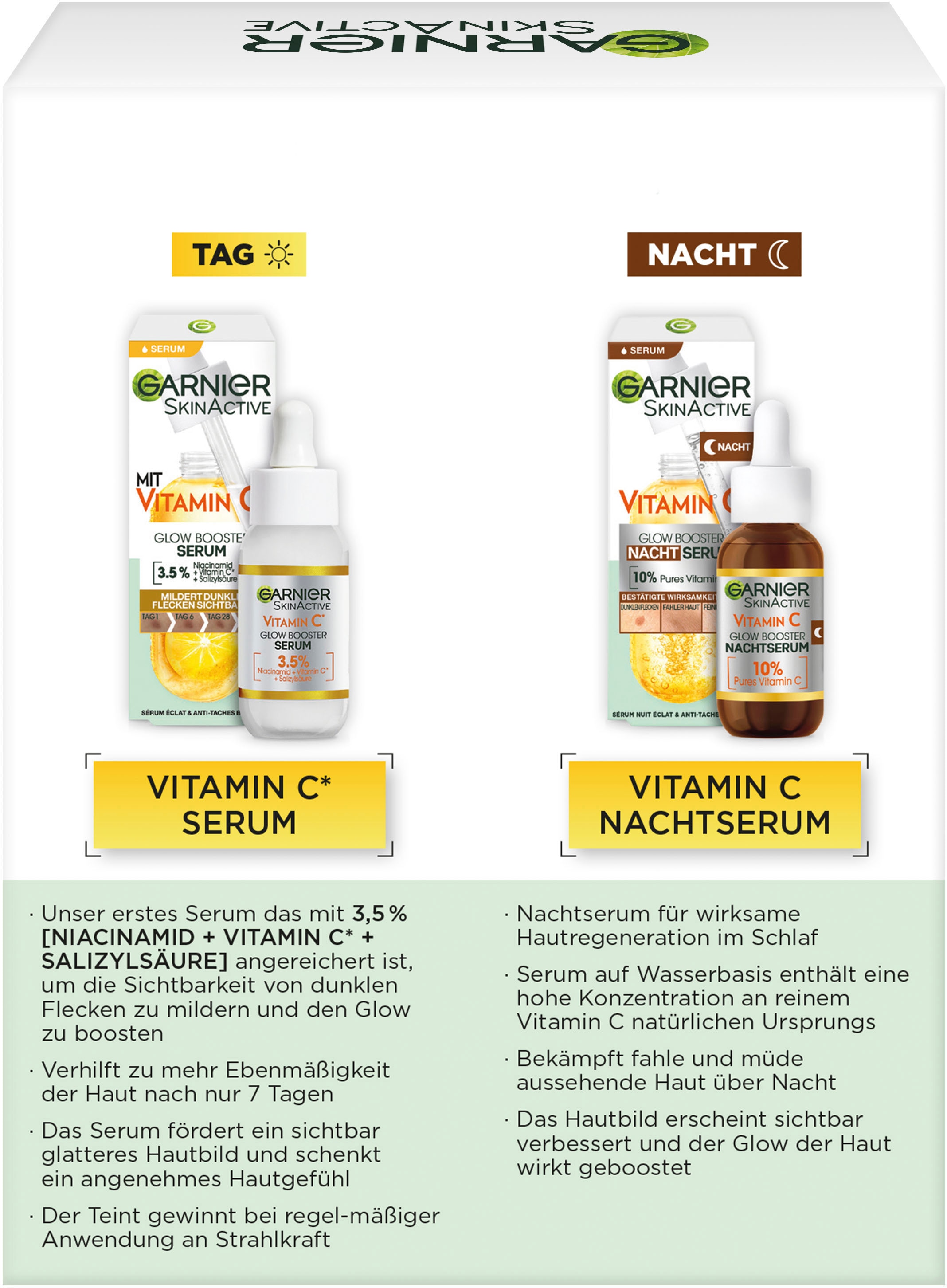 GARNIER Gesichtsserum »Vitamin C Glow Duo«, BAUR Serum Booster 2 tlg.) | (Set