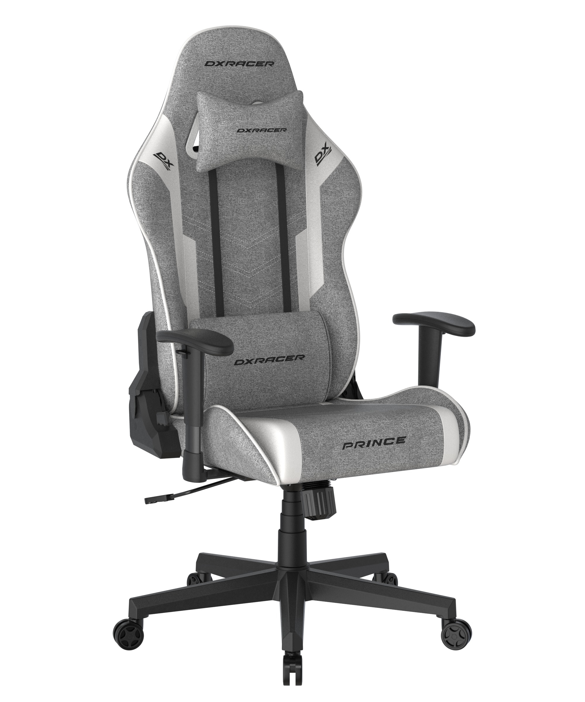 DXRacer Gaming-Stuhl »Prince Gaming Chair Regular L, Stoff, PVC, grau weiß«