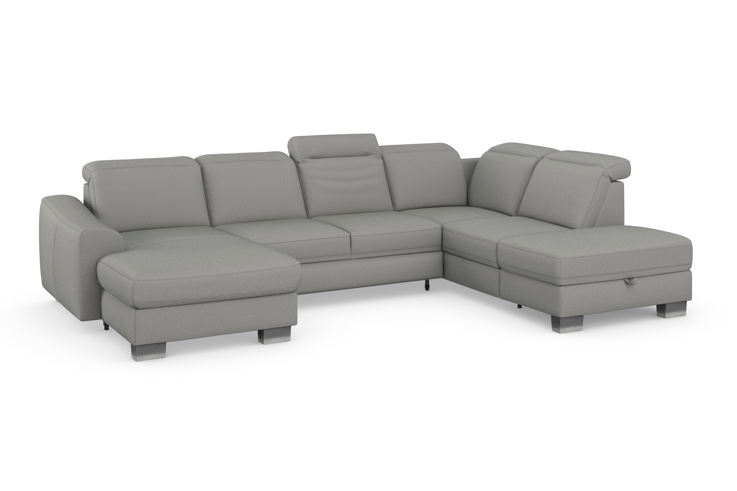 sit&more Wohnlandschaft »Dundee U-Form«, mit Federkern und Edelstahlfüßen, wahlweise mit Kopfteilverstellung