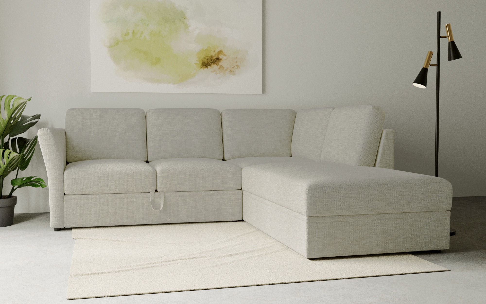 OTTO home Ecksofa "Lavars, L-Form, Schlafsofa" mit Bettfunktion und Stauraum, in zwei verschiedenen Bezugsqualitäten