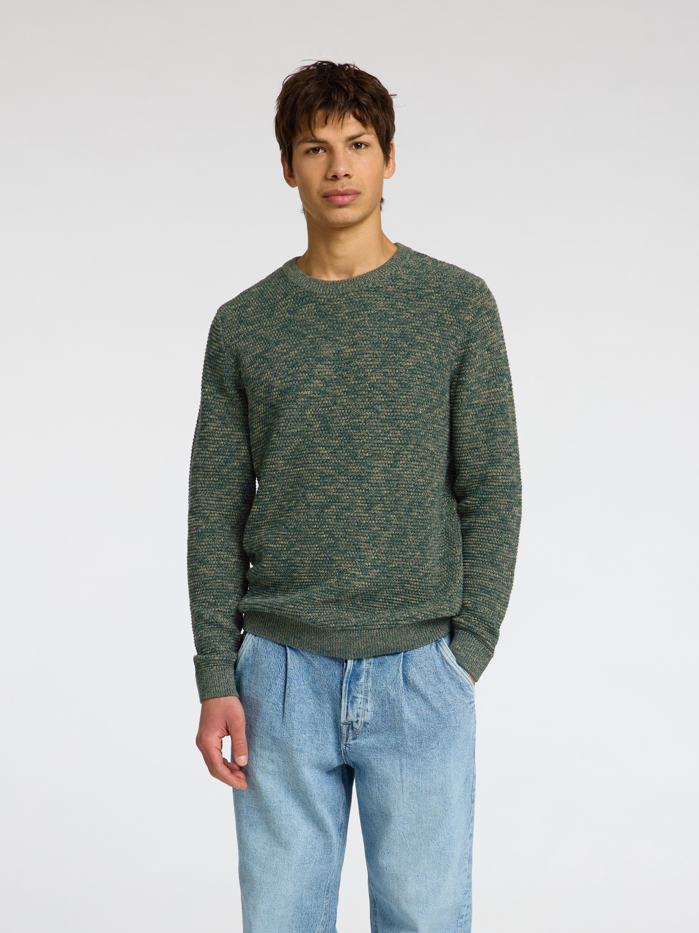 SELECTED HOMME Rundhalspullover SLHVINCE LS KNIT BUBBLE CREW NECK NOOS günstig online kaufen