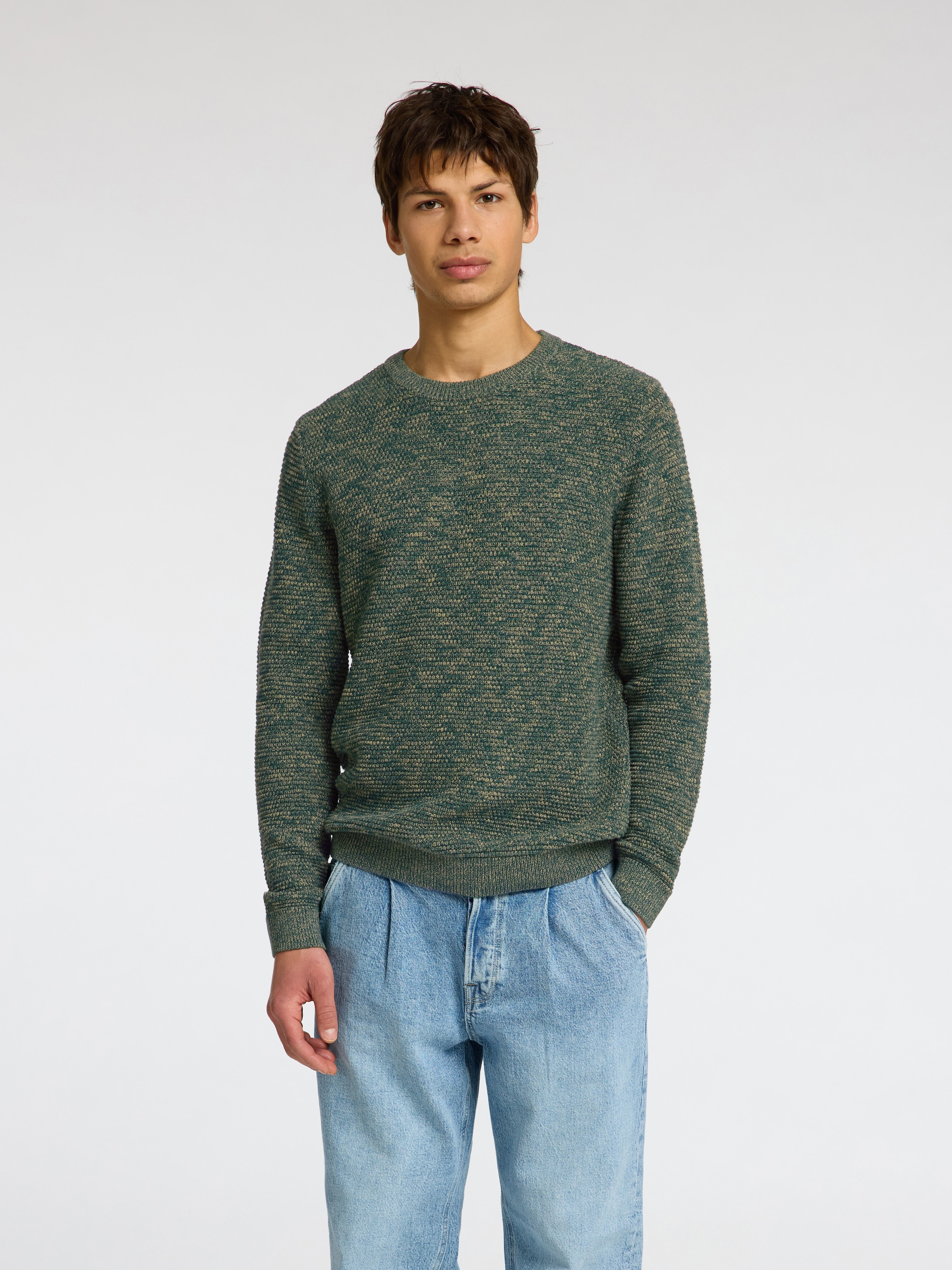 SELECTED Rundhalspullover "SLHVINCE LS KNIT BUBBLE CREW NECK NOOS" günstig online kaufen