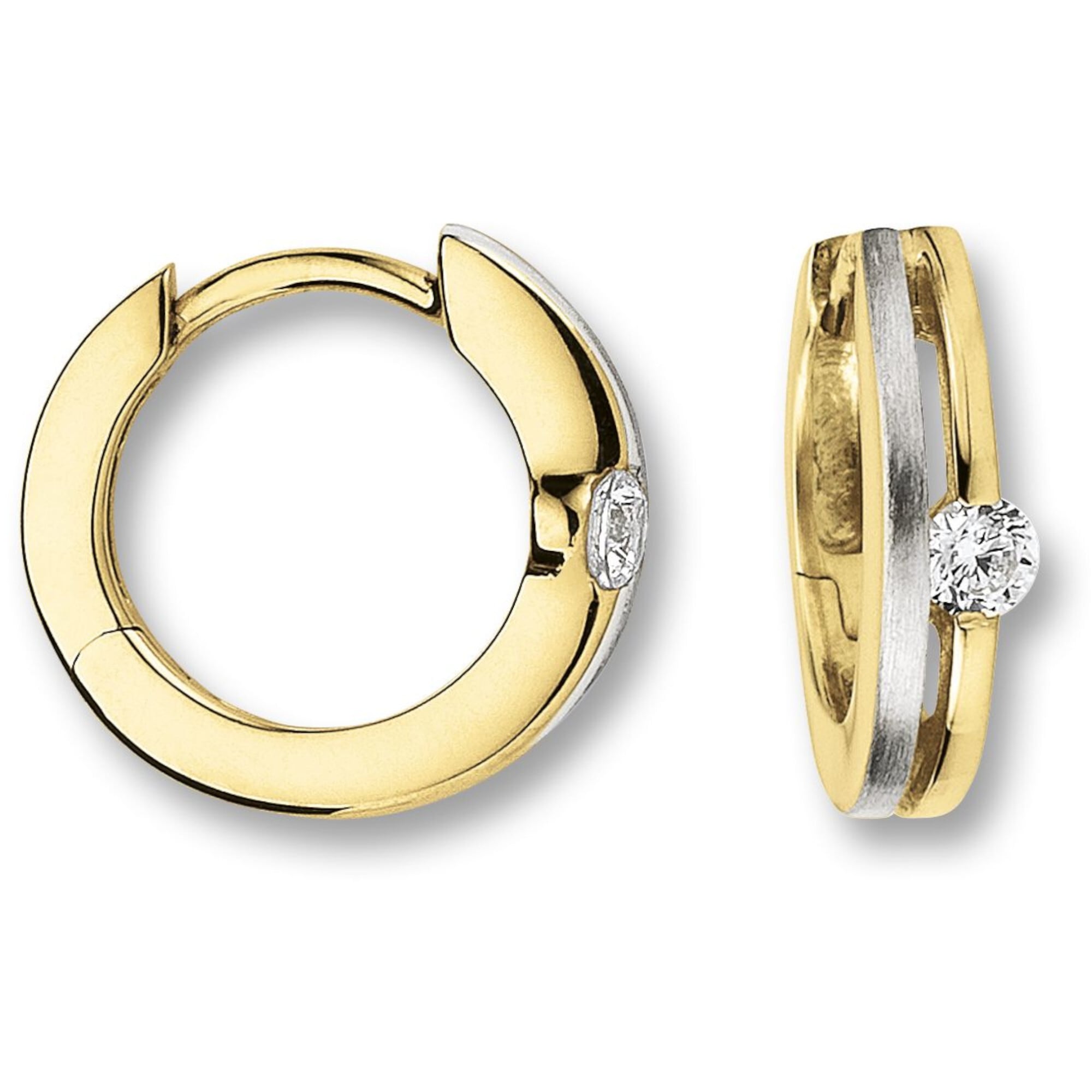 Paar Creolen ONE ELEMENT "Zirkonia Ohrringe Creolen aus 333 Gelbgold", gold, Ohrringe, Damen, Damen,mit Zirkonia, Gelbgold 333 Gold, Gelbgold 333, Gold, Zartes Emblem – unaufdringlich und dennoch ausdrucksstark