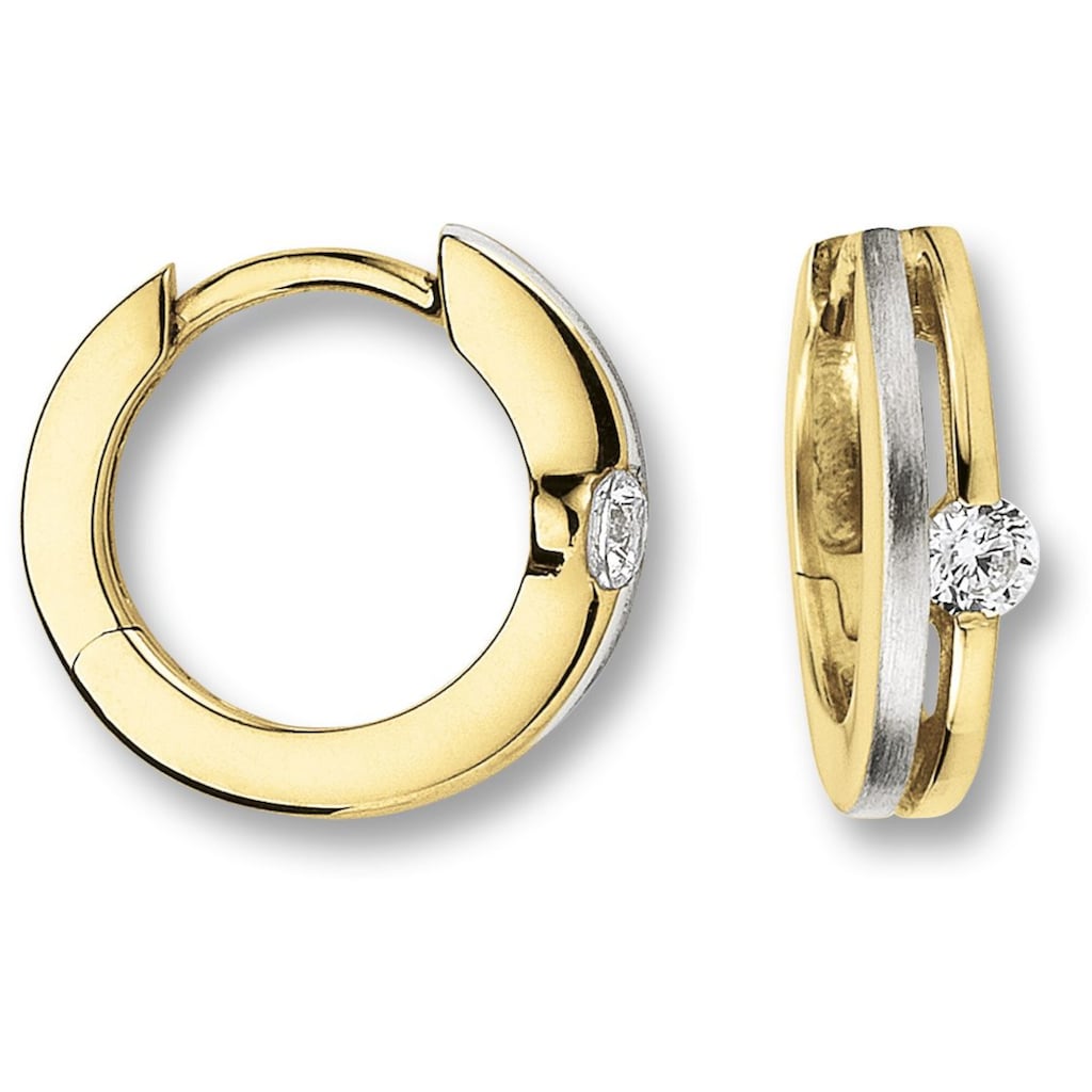 ONE ELEMENT Paar Creolen »Zirkonia Ohrringe Creolen aus 333 Gelbgold«, Damen Gold Schmuck